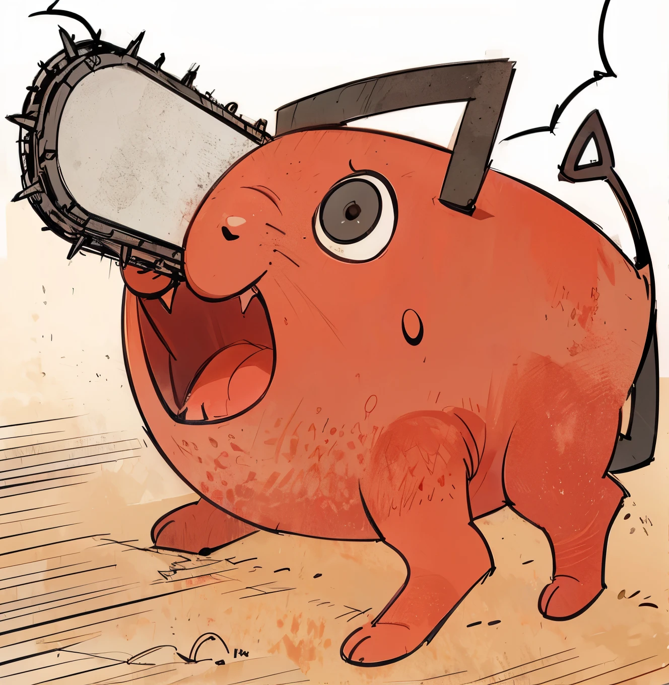 desenho animado de um urso vermelho segurando uma faca e uma tigela, Pichacu cozinha uma lula, Como chefs dentro de Cthulhu, Guggimon, Ornitorrinco do Chef, fat ripped satanic creature, em estilo de baymax, estilo de super menino de carne, cacodemon, cozinhando-o, diabo atrevido, cooky, arte do jogo, Derretimento em Vulpix
