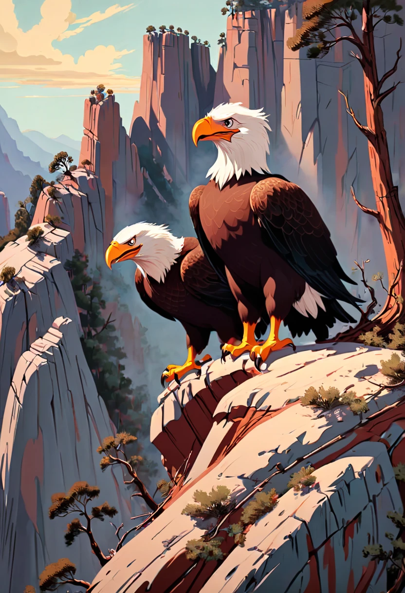 eagle Nest, cliff, by Tex Avery, best quality, masterpiece, 8k