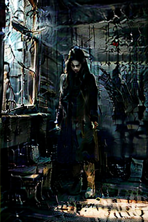 The crow did not fly away,it still inhabits。
The cracked wooden windows let out a shrill scream from the wind。
The crow's eyes look into the window,The figure of a man with black eyes and black hair standing up under the reflected window。
shadow cast on the floor。
The wooden house is dilapidated and damp。A faint fishy smell lingering on the tip of the nose。
In the screaming wind,There seems to be the sound of waves crashing against the giant rocks。
only one window,The fog outside the window makes it difficult to see clearly,The room was dark。
it's very windy,But it can't blow away the thick fog outside。they are there,Motionless。
The wooden boards underfoot are a bit decayed,Walking out makes a squeaking sound。
Brown and gray woolen coats and hats hang on hangers by the door。Cowhide boxes placed aside。
At the dinner table,Knife and fork left on the side of the plate,Shaggy sandwiches on a plate。Humid environment,Food spoils easily。
The candle is stuck crookedly on the desk beside the door。Ink bottle cap open,Quill pressed against parchment。
The text above is obscure and difficult to understand,like a madman wrote。