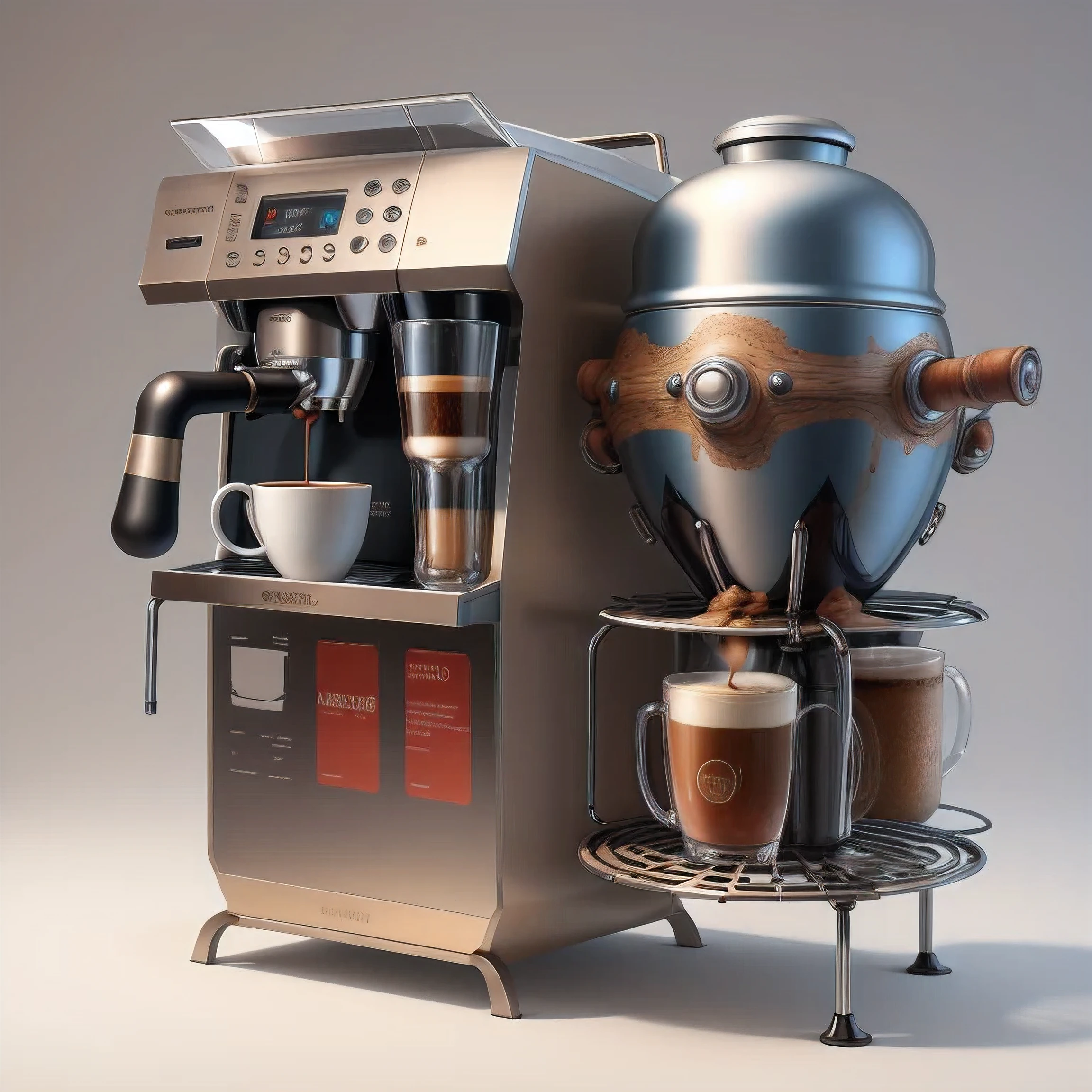 concept art RetroFuturismAI overcomplicated coffee machine