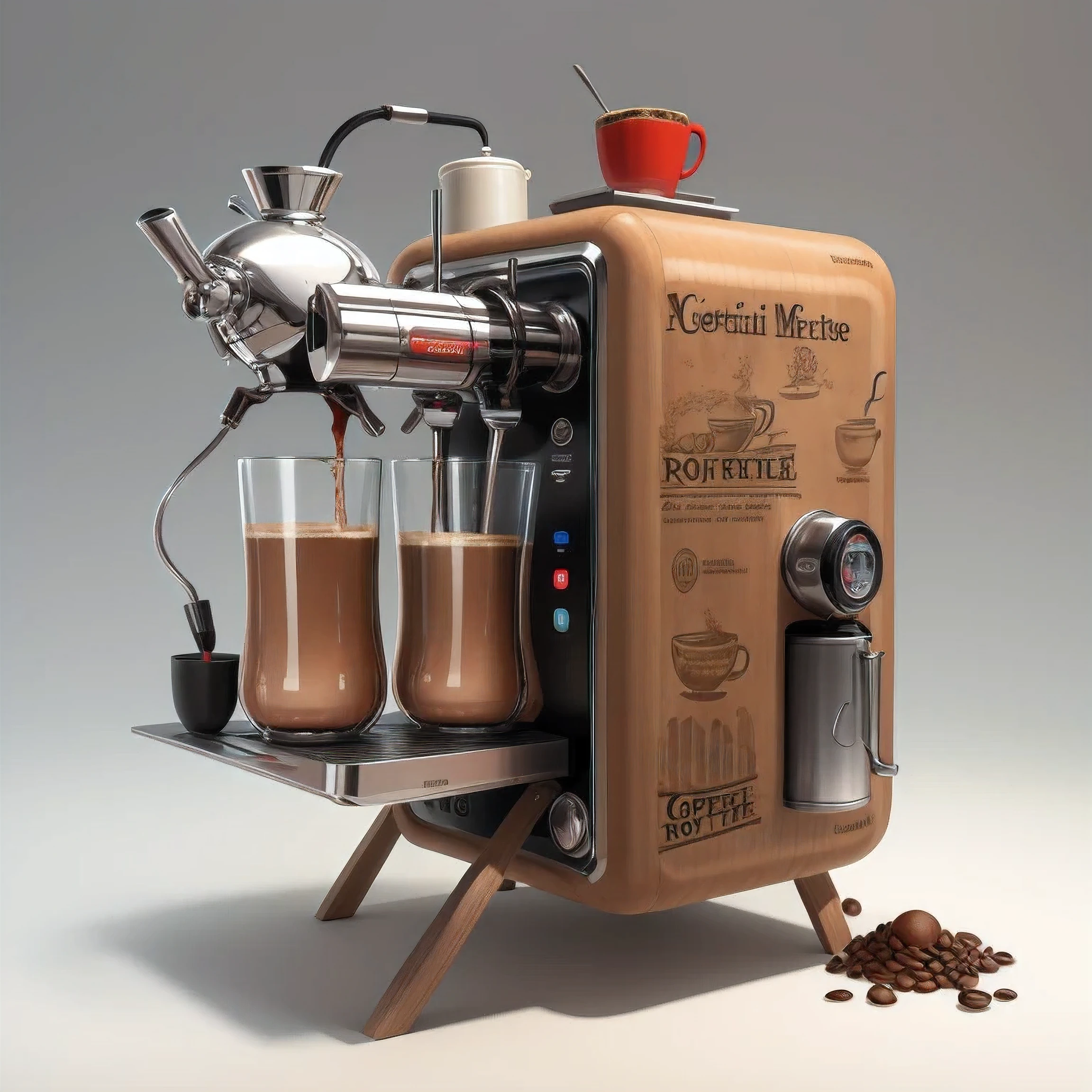 concept art  RetroFuturismAI  overcomplicated coffee machine