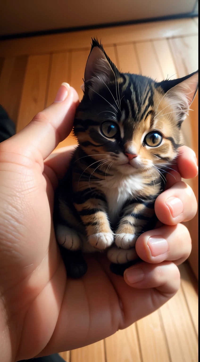 little cute cat in human hand, mini cat, Small cat