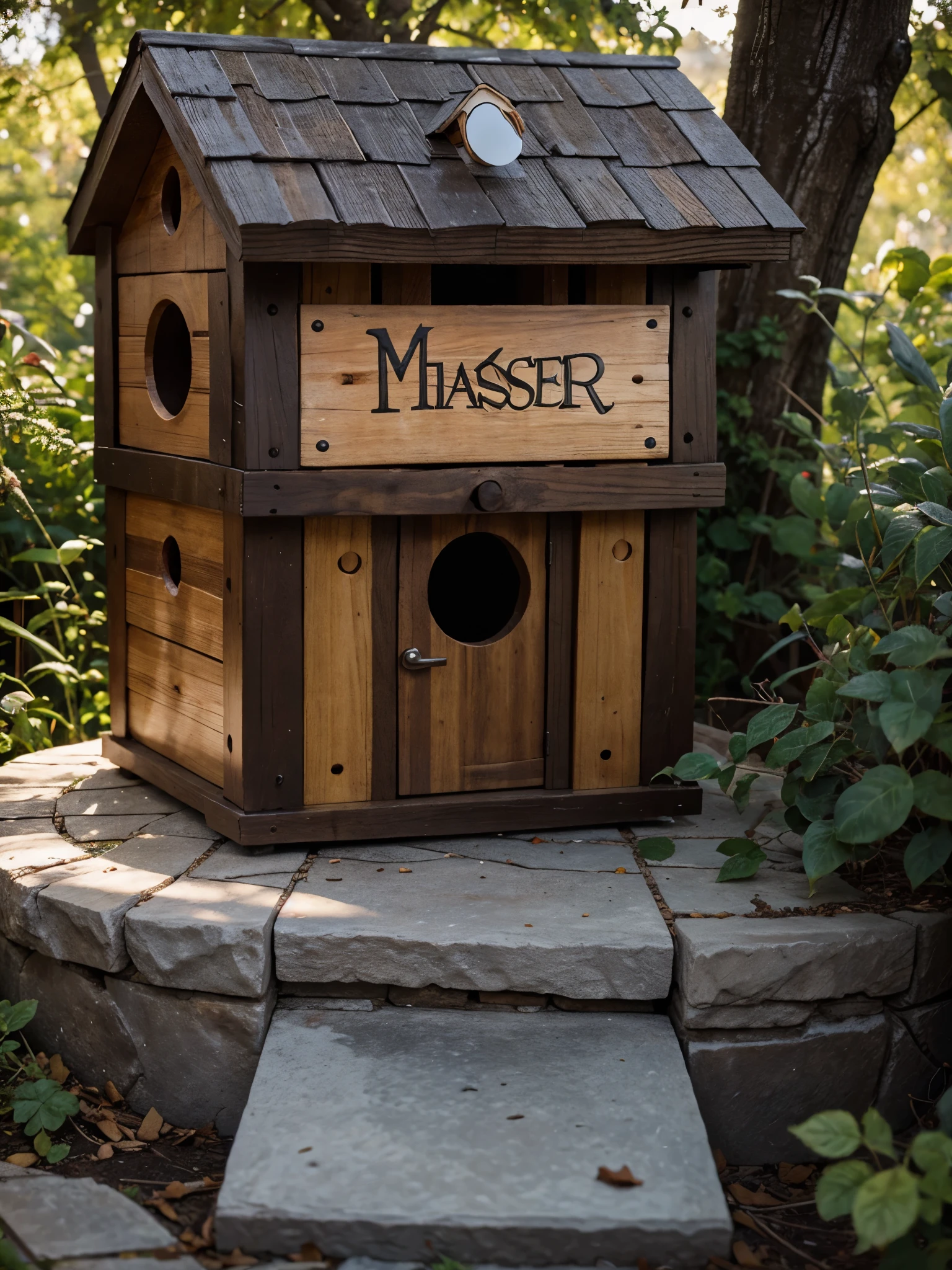 (masterpiece, best quality), best resolution, backyard birdhouse