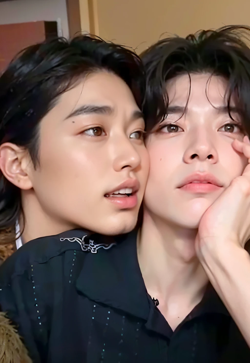 araffe and a man are posing for a selfie together, mungojerrie and rumpleteazer, omg, kim doyoung, gunwoo kim and j.dickenson, they are close to each other, sakimichan, wan adorable korean face, gay, nixeu and sakimichan