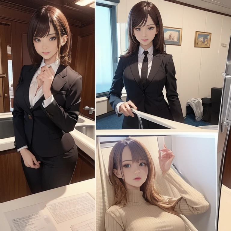 ((Masterpiece, Highest quality)), Detailed face, CharacterDesignSheet, full bodyesbian, Full of details, Multiple poses and expressions, Highly detailed, Depth, Many parts,Beautiful girls,Business suit,Milk bath,lacepantyhose,estilo fantasia,Extremely beautiful,High Balance, Natural light