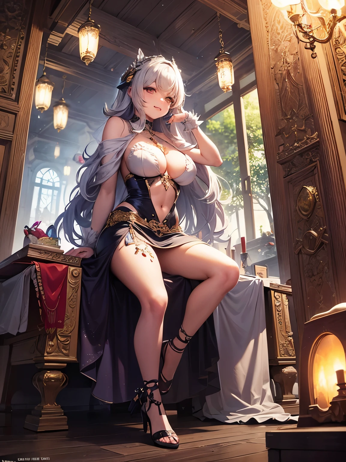 Alexander Cañedo, Maurice Sendak, Surreal, mysterious, strange, fantastical, fantasy, Sci-fi fantasy, anime, a star sinking into a chessboard, a beautiful singing siren, perfect voluminous body, a one-person spaceship, detailed masterpiece