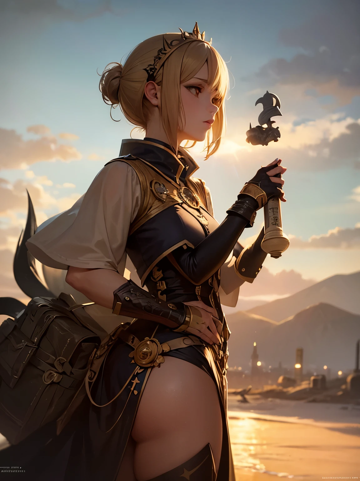 Alexander Cañedo, Maurice Sendak, Surreal, mysterious, strange, fantastical, fantasy, Sci-fi fantasy, anime, a star sinking into a chessboard, a beautiful singing siren, perfect voluminous body, a one-person spaceship, detailed masterpiece 