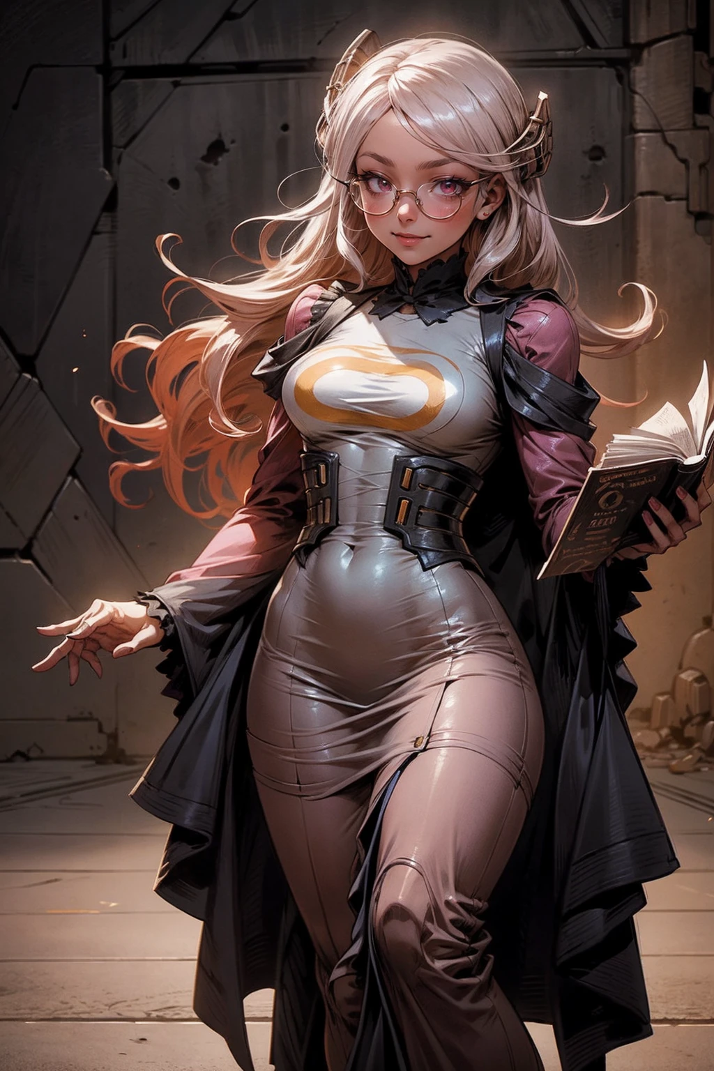 Anime girl tuxedo with curly rose gold hair and round gold glasses, rose gold eyes. Guviz style art, attractive detailed art style, Charlie Bowater Style, 1 7 - year - old cute anime girl, detailed manga style, detailed anime character art, germ of art. High detail, stunning manga art style. Rose dress. (pink dress) . Wearing rose gold Victorian clothing. Dancing, walking, drinking, reading, writing, lying, standing, on your back, dynamic poses, smile, closed mouth. Different Pose.