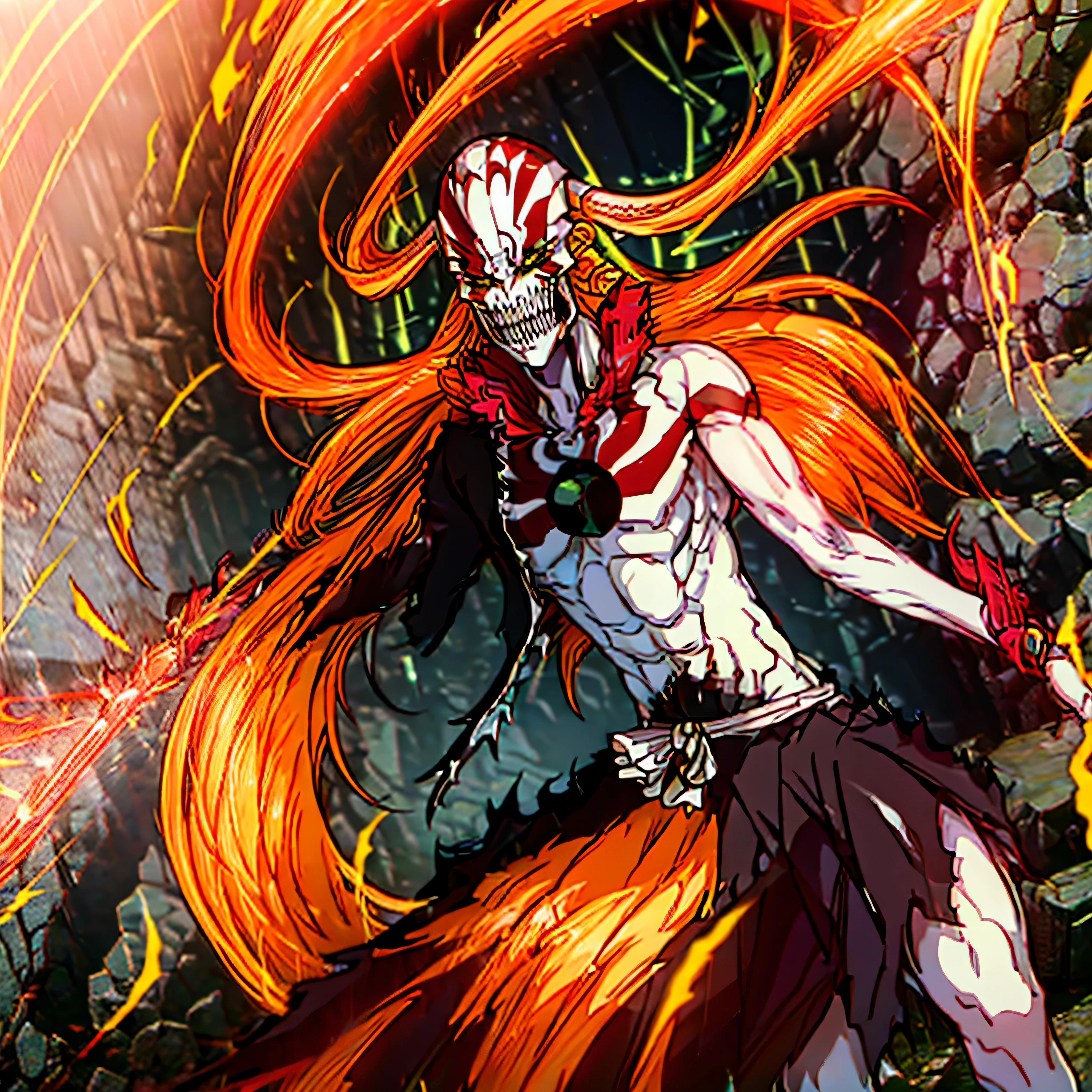 Ichigo-Kuroski Character ((Male)) , Orange Hair Ichigo Bleach style , One (( Samurai)) Bankai sword, Black Eyes , (( CUTE )) , Only One Character , (( Focus on a Character )) , Digital Anime combat Pose, Powerful , Beautiful Man , large black Sword, multidimensional geometric wall PORTRAIT, arte, Chibi, Yang08k, lindo, Colouring, Primary works, qualidade superior, melhor qualidade, Arte Oficial, Beautiful and Aesthetic, varied multi etc. --v 6 --s 1000 --c 20 --q 20 --chaos 100