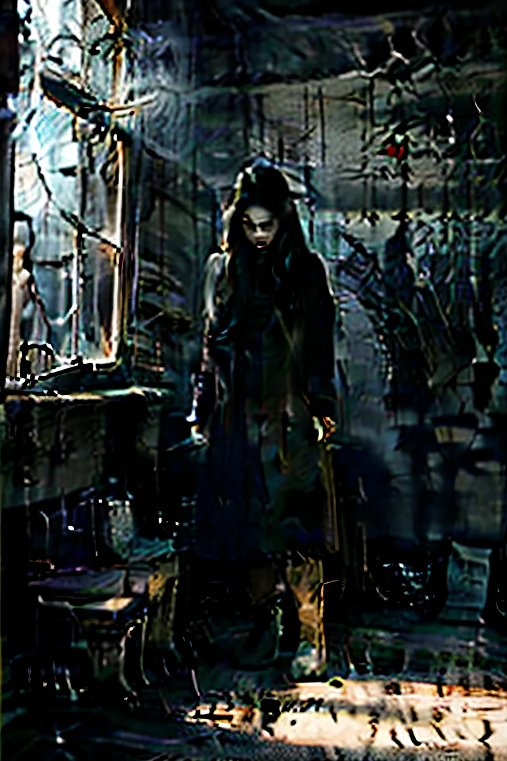 cawing ravens did not fly away,it still inhabits。
The cracked wooden windows screamed in the wind。
cawing ravens's's eyes are looking out the window,The figure of a man with black eyes and black hair standing up under the reflected window。
shadow cast on the floor。
dilapidated and damp wooden house。A faint fishy smell lingers on the tip of the nose。
in the howling wind,There seems to be the sound of waves lapping against boulders。
There is only one window,The fog outside the window makes it difficult to see clearly,The room was dark。
it'it's very windy,But it can'Blow away the thick fog outside。they are there,Motionless。
The wooden boards underfoot are a bit decayed,Making a squeaking sound when going out。
Brown and gray woolen coats and hats hang on hangers by the door。Put the cowhide box aside。
At the dinner table,Knife and fork left on one side of the plate,Fluffy sandwich on plate。Humid environment,Food spoils easily。
The candle was stuck crookedly on the table by the door.。Ink bottle cap open,Quill pressed against parchment。
The text above is obscure and difficult to understand,like a madman wrote it。