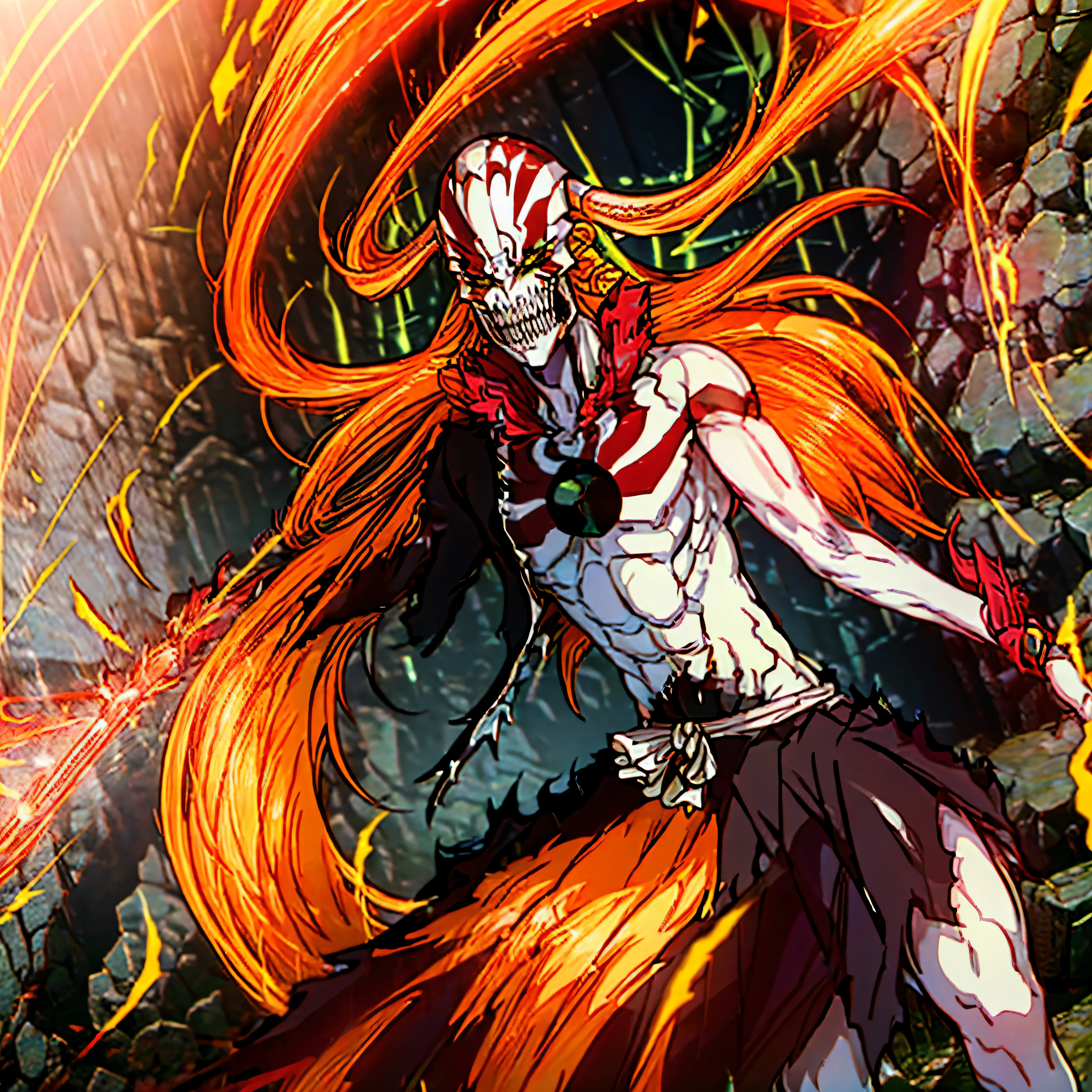 Ichigo-Kuroski Character ((Male)) , Orange Hair Ichigo Bleach style , One (( Samurai)) Bankai sword, Black Eyes , (( CUTE )) , Only One Character , (( Focus on a Character )) , Digital Anime combat Pose, Powerful , Beautiful Man , large black Sword, multidimensional geometric wall PORTRAIT, arte, Chibi, Yang08k, lindo, Colouring, Primary works, qualidade superior, melhor qualidade, Arte Oficial, Beautiful and Aesthetic, varied multi etc. --v 6 --s 1000 --c 20 --q 20 --chaos 100