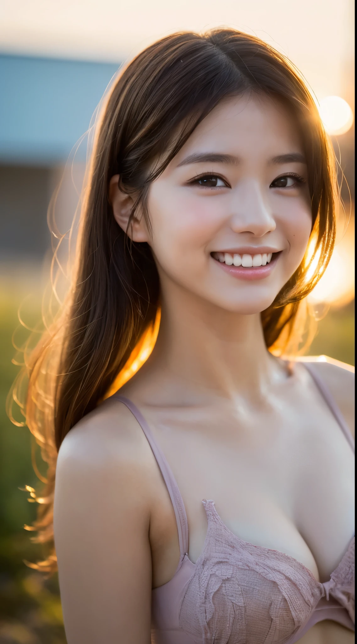 8K, (超Realistic: 1.35), (Realistic: 1.4), 1 beautiful Japanese girl, smile, one person, light makeup, masterpiece, 超high resolution, high resolution, one person, sexy underwear or micro bikini、 puberty, one personの少女, ((perfect body)), ((best image quality)), ((Hola)), ((very delicate and beautiful)), ((very shallow depth of field)), nffsw, ((incredibly shallow depth of field. familiar)), (((very delicate and beautiful))), (((Very shallow depth of field))), nffsw, (((incredibly absurd))), (((perfect body))), (((looking at the camera)))), (((normal size breasts))), (((Serious face))), (((Hair can be long or short))), myself+background, dynamic angle, female focus, {particles of light}、 詳細なbackground、((paul hedley))、soft lighting、(dramatic)sunset、sunset、とても美しいsunset、live-action、real、top angle、かわいいsmile、(backgroundぼかし)、18-year-old、Are thin、((Wind))、((movement))、((emotion))、((colorful))、(())、((Beautiful teeth))、穏やかな海のbackground。
