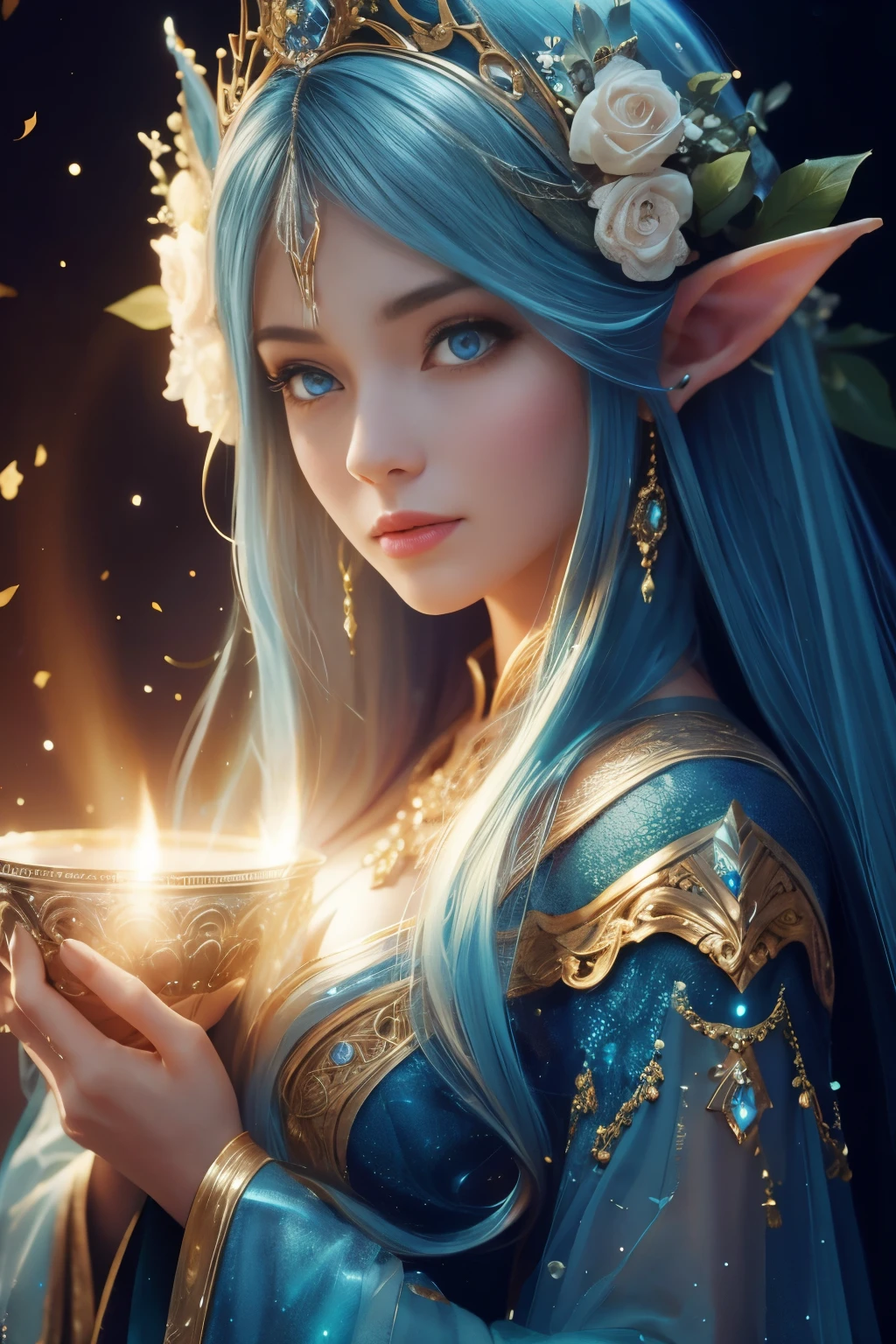 (Best quality, 4k, High-resolution, Masterpiece:1.2), Ultra-detailed, Realistic, Radiant lighting, Epoch Elves, Portraits, Fantastical colors, Fine art, Ethereal beings, Dreamlike, Whimsical creatures, Detailed facial features, Glowing eyes, Elven beauties, Ethereal glow, Mythical creatures, Harmonious composition, Dazzling colors, Stunning visual effects, Otherworldly appearance, Mesmerizing artistry, 