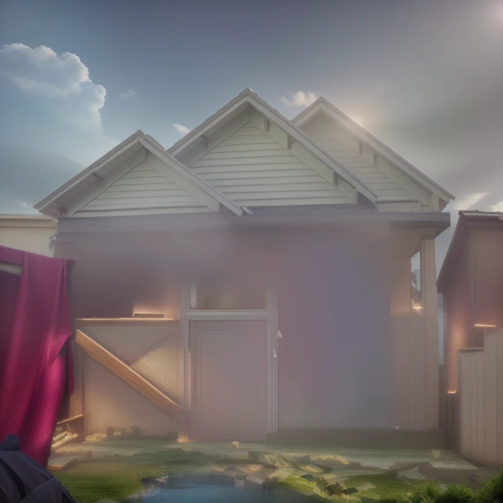 Garden villa, with swimming pool, garden in neoclassical styleClassical style, masterpiece, surreal, rendered by Vray 2023, Vantage, rendered 8k, 16k, ultra HD, iron patterned railings, doors and Wooden windows, Natural light, cloudy, daylight, fence around the house, 16K