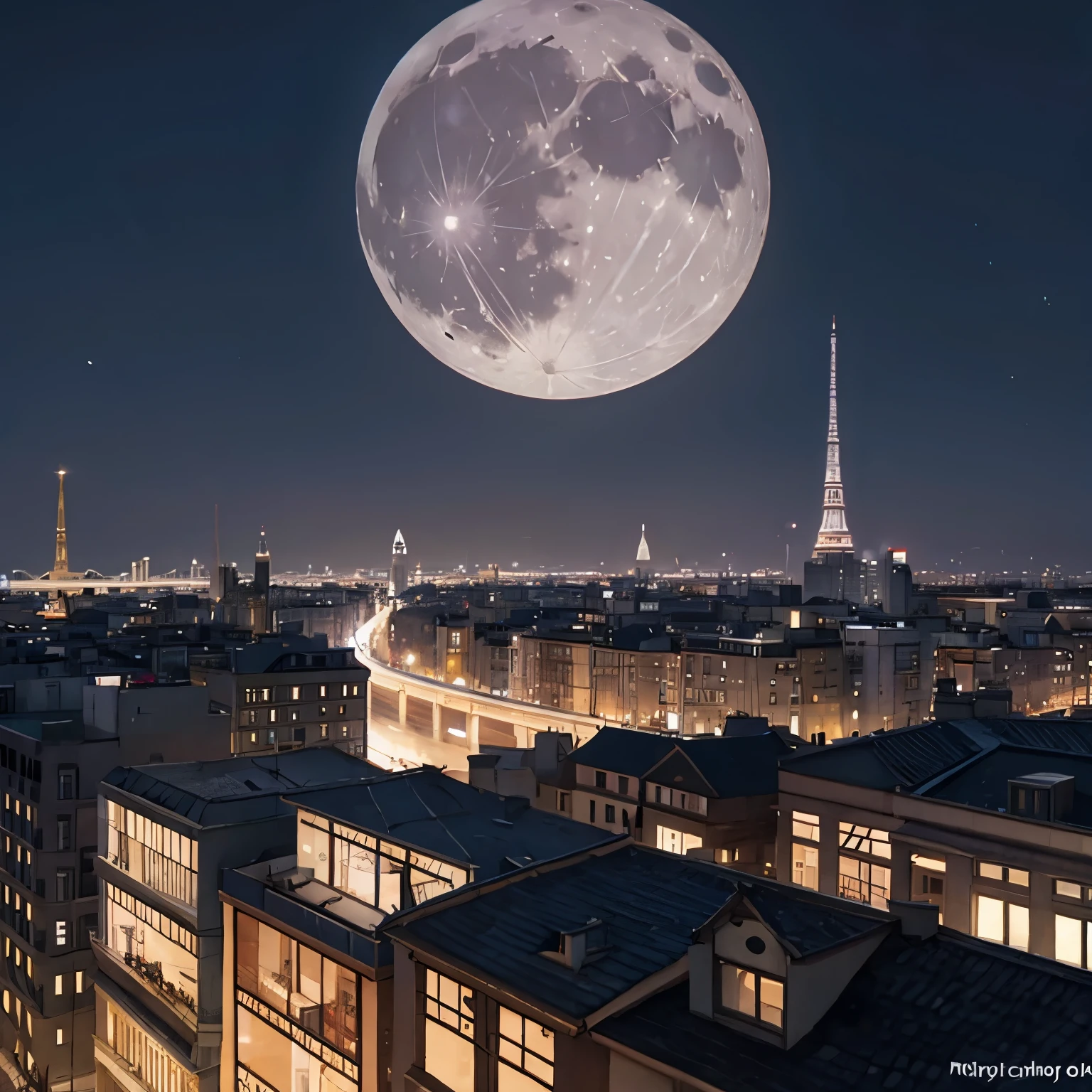 city with supermoon
