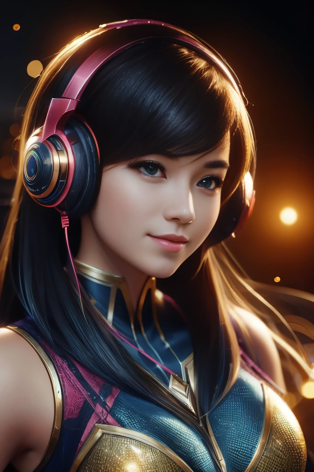 a close up of a girl with headphones on smiling, 8k artgerm bokeh, rossdraws global illumination, league of legends character, stanley artgerm lau, extremely detailed artgerm, style artgerm, ross tran style, ig model | artgerm, rossdraws cartoon vibrant, artgerm lau, trending artgerm