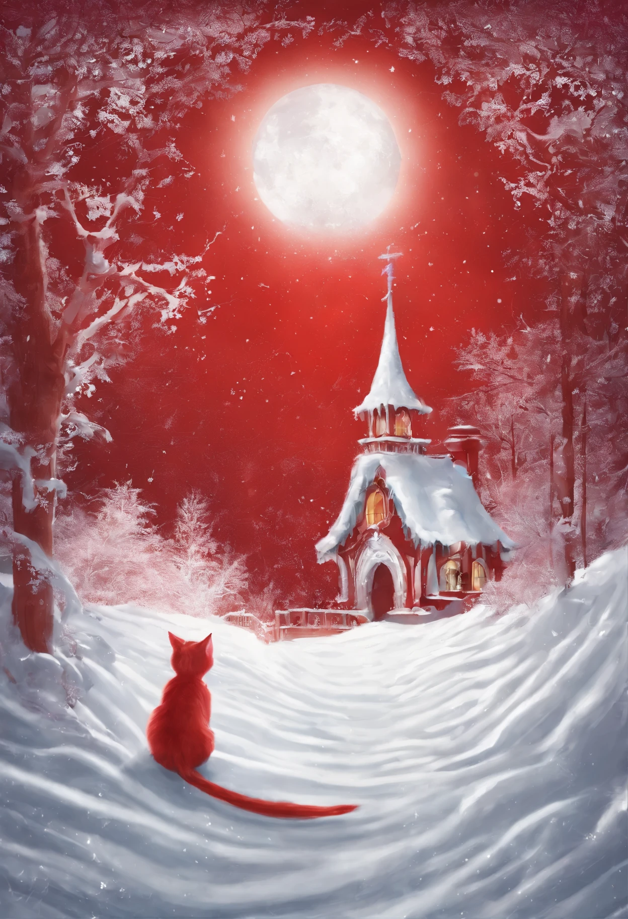Cat tracks, red and white cat, Heavens, железная дорога в Heavens, snow, snowstorm, train
