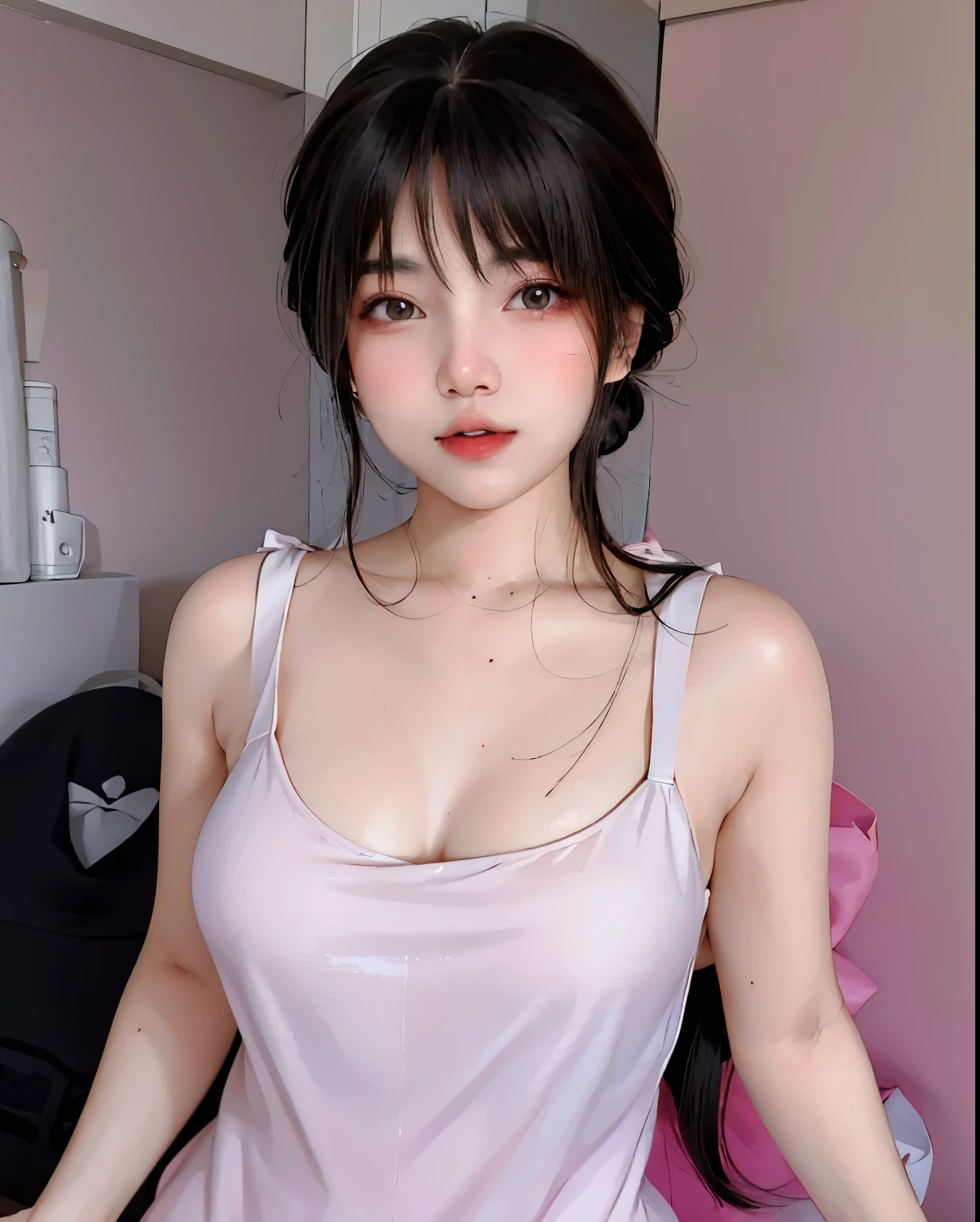 a close up of a woman in a pink dress posing for a picture, anime girl in real life, beautiful asian girl, seductive anime girl, asian girl, 🤤 girl portrait, girl cute-fine-face, korean girl, guweiz, hyper realistic anime, ultrarealistic sweet bunny girl, very beautiful cute catgirl, shikamimi, young and cute girl