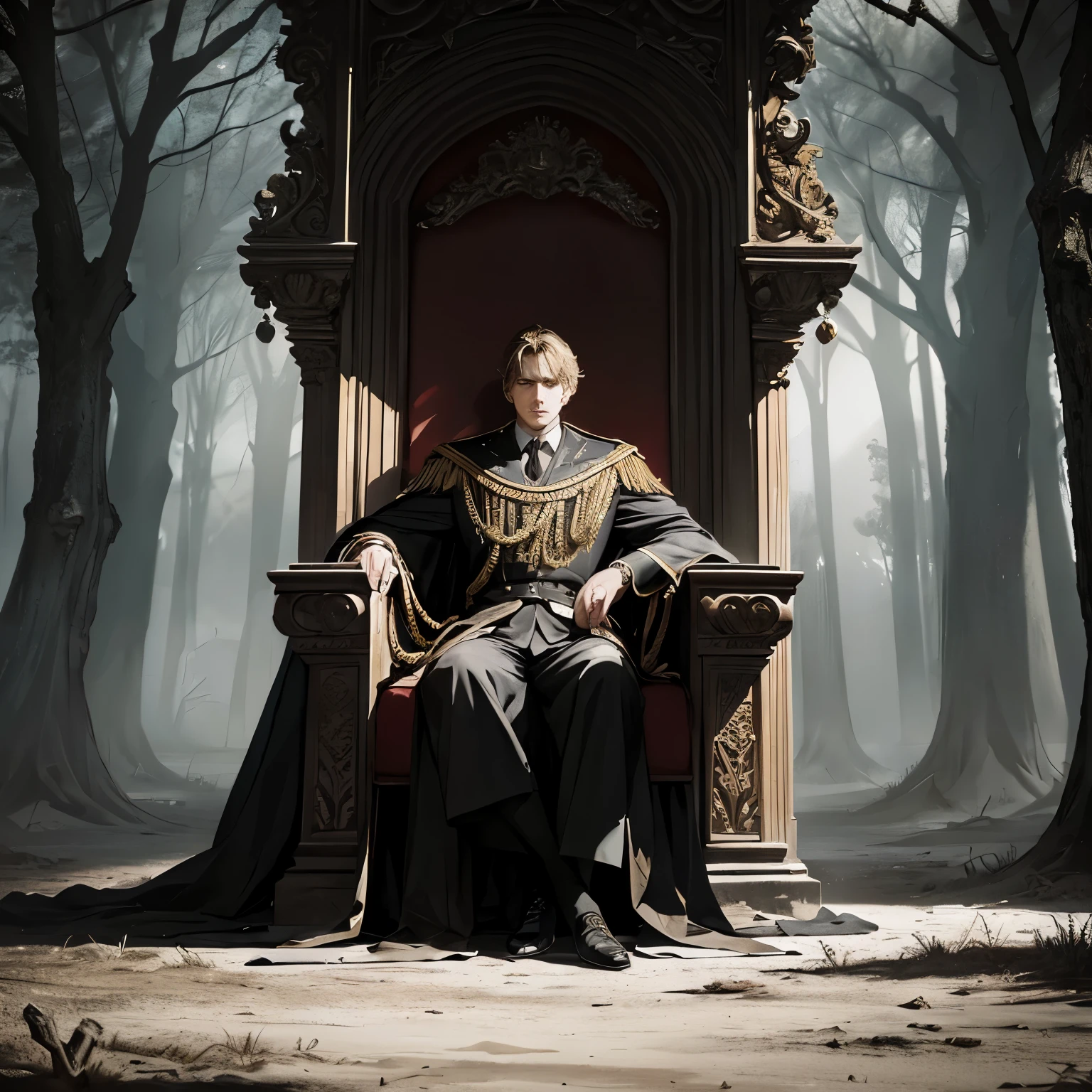 The Tied-Up King: A Regal Solo Image of Captivity and Mystery

(Majestic, Solo, Royal attire, Tied up, King, Regal pose, Dramatic lighting, Outdoors, Castle ruins, Forest, Throne, Chains, Dark, Moody, Textured, Realistic, Detailed, High contrast, Sharp focus, Brooding, Suspenseful, Hyper-realistic, Dynamic shadows, Sophisticated, Captivating)

The Tied-Up King, a regal solo image in a majestic setting, features a king in royal attire, with his hands bound behind his back, seated on