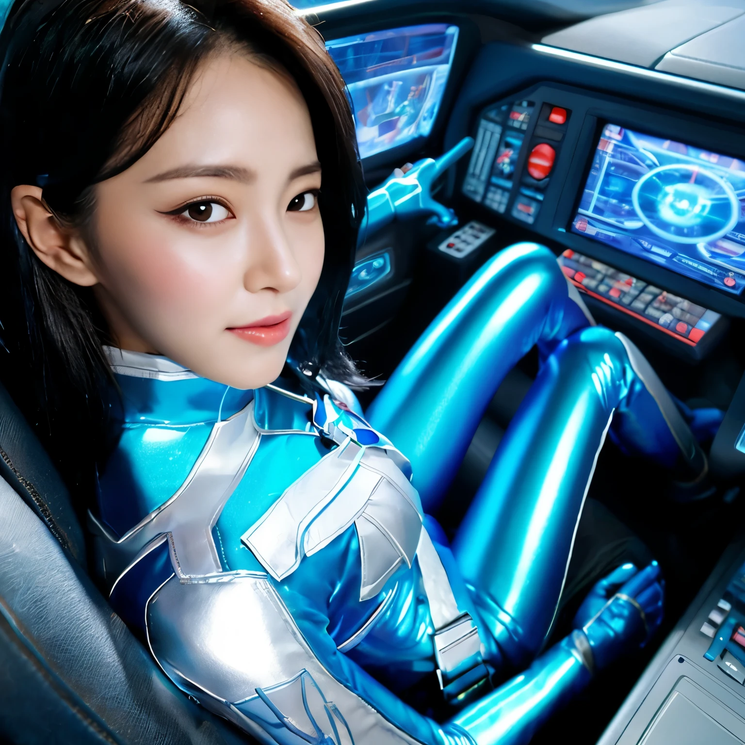 best image quality、Super high resolution、(realism:1.4)、Korean beauty star、The most beautiful KPOP star、face、Horny Korean makeup、erotic expression、A body that makes you want to touch it、Erotic photos、Realistic satin fabric texture、Costume made of stretch satin fabric that is smooth to the touch、The drape of the curved part of the satin fabric、Strong luster of costume、costume quality、8K photo quality、Costume made of high-quality satin fabric with high density、Super-class battle leather cloak with a smooth texture、Super Sentai Women's Heroine Suit、Super-class battleship shiny costumes、Texture of costumes that satin fetishists respond to、Thin, glossy stretch satin fabric、