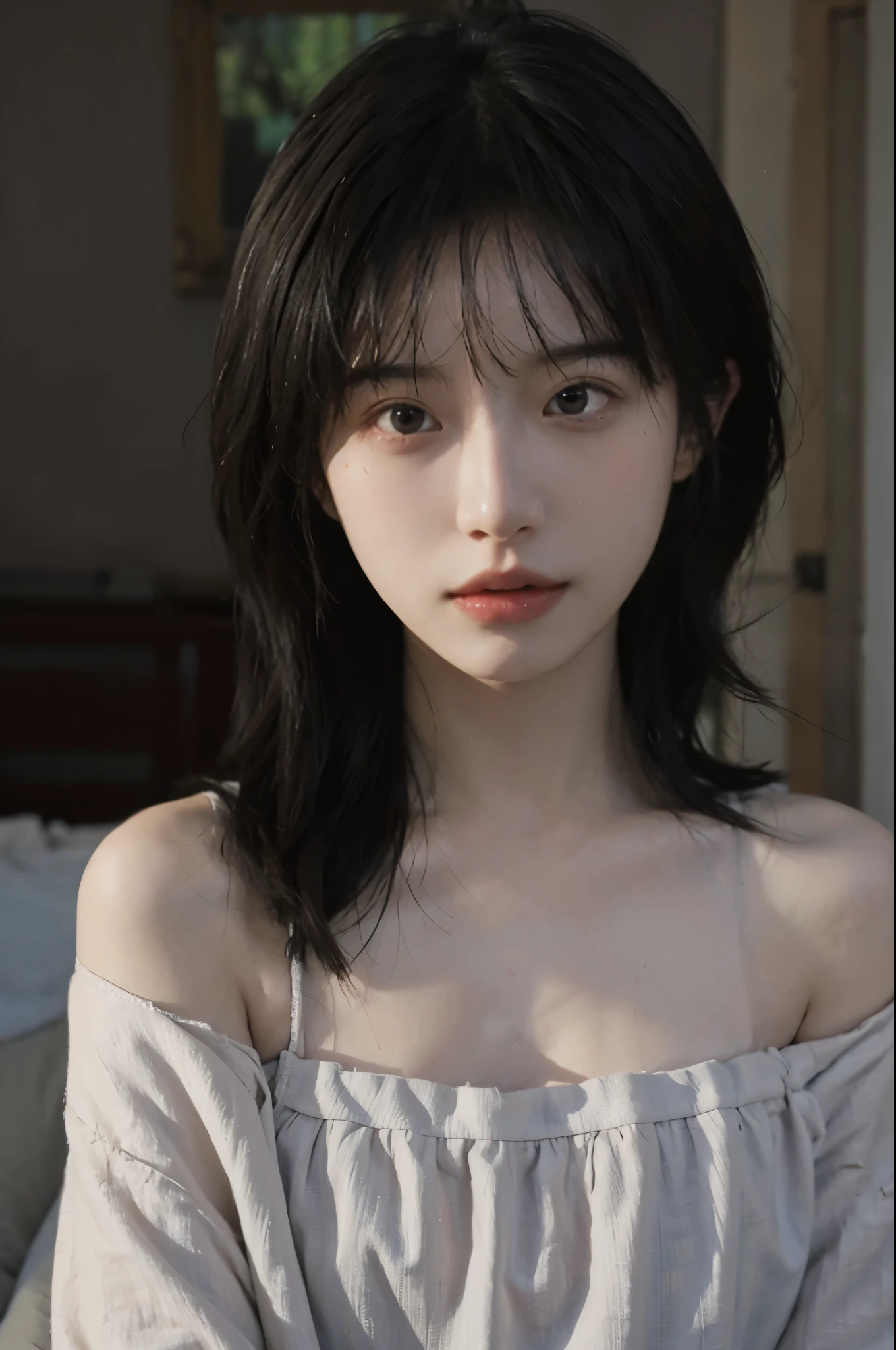 best quality, masterpiece, ultra high resolution, (lifelike:1.4), original photo, 1 girl, Off the shoulders