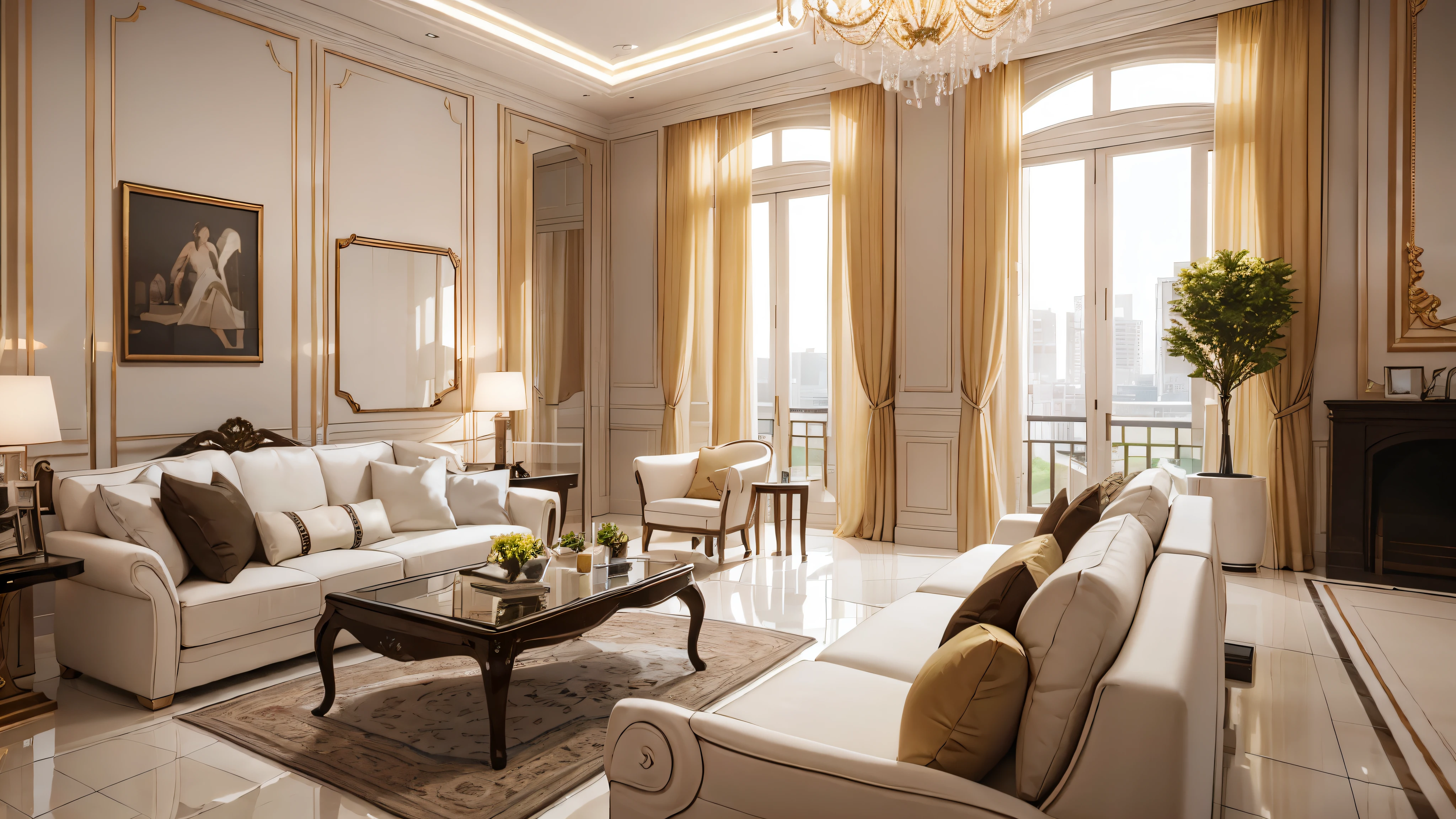You are a famous interior designer、You have been asked to create a 3D image of a modern large room. Create a harmonious environment with modern and minimalist furniture. Including garden interior.
