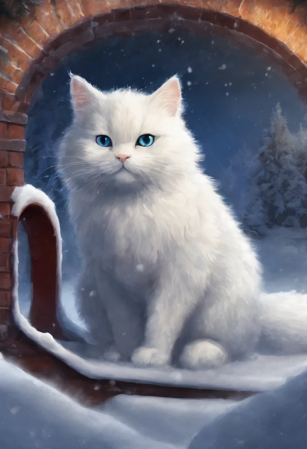 there is a рыжий с белым кот идет по делезной дороге узодящей в небо sitting on top of a Train in the snow, Polar Express, choo choo, Beautiful digital images, Cute artwork, Sakimi, Train, andrey gordeev, Rails, charming digital painting, The Magic Scene, fantasy matte painting,Cute, White cat, Cute digital art, Wallpapers - 1 0 2 4, 2 0 1 4