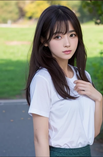 Photo quality,Masterpiece,Realistic,(16 year old cute Japanese girl:1.9),(Detailed young face:1.9),(Very embarrassed look:1.9),(Thin legs:1.9),(Wear stylish Shibuya fashion:1.9),(Posing to seduce men in the park,Inner thigh visible:1.9),((Droopy eyes:1.9)),((Body type of a 16 year old girl,Small Tits:1.9)),(Cute school girl hairstyle:1.9),((Skinny Legs)),Very pale skin,Show your forehead,Detailed body,Detailed hands,No makeup