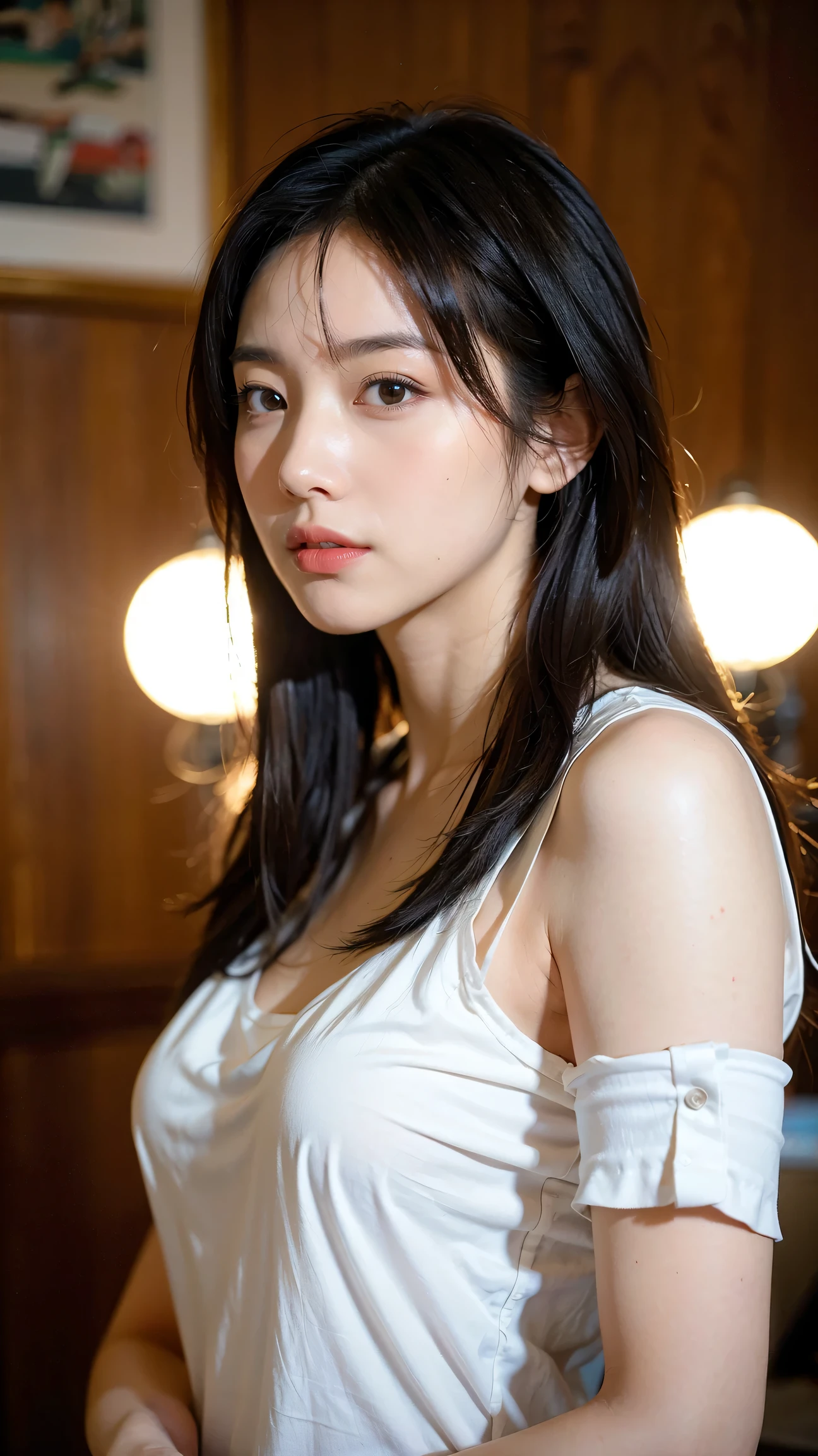 Arafed asian woman in white shirt posing for a picture - SeaArt AI