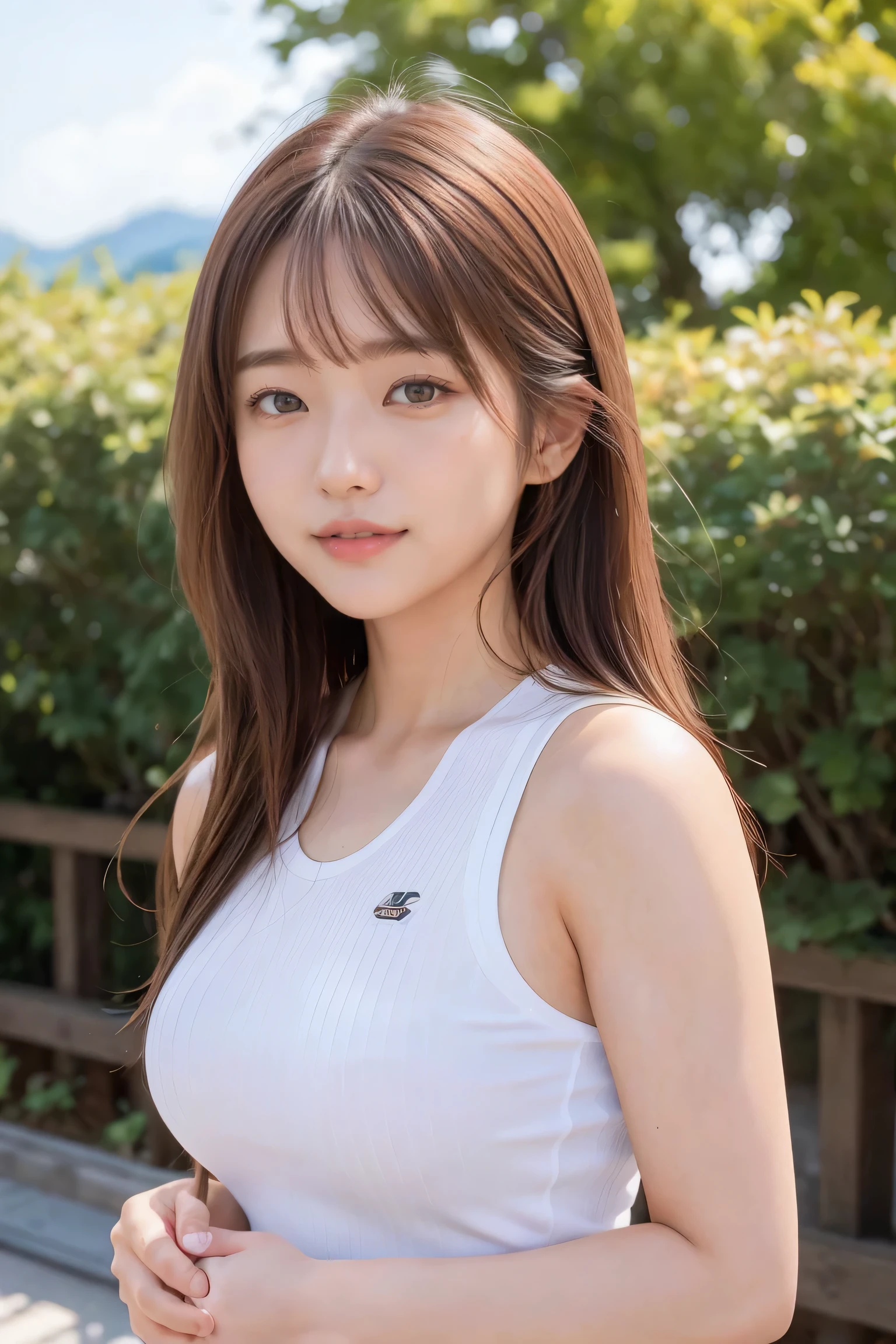 table top、Supreme Beauty、masterpiece, 1 girl, solo、Workout Wear Training Gym、Sweat、detailed, Depth of bounds written, 135mm, rough skin, 超detailed, full body figure、high quality, award-winning, 最high quality, High resolution, 8K, white skin,Koi brown hair、random hair、cute face、big smile、Adult beauties、25 years old、1 person per Japan、best image quality、超High resolution、8K、dazzling sunlight、delicate pictures、lively