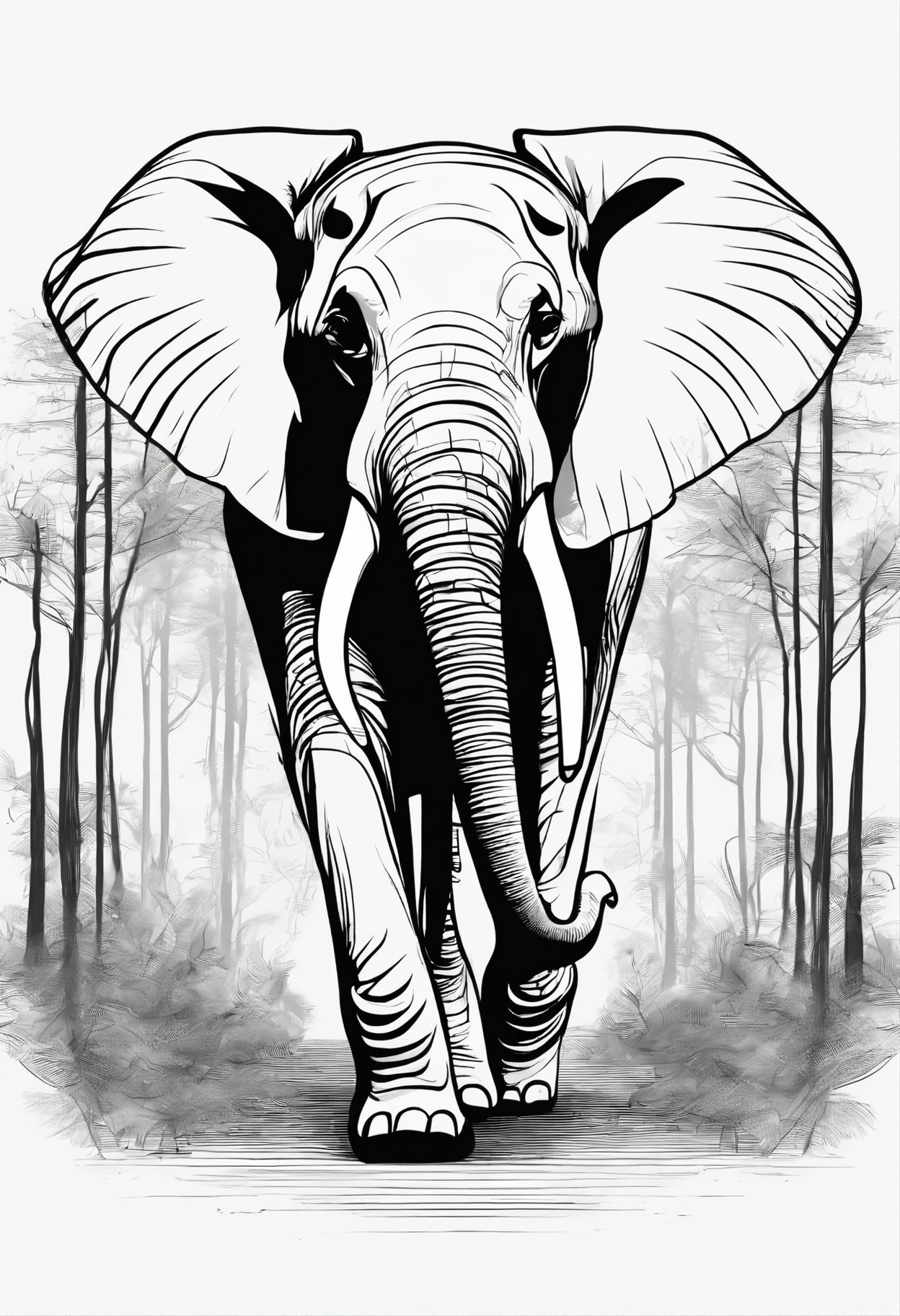 a elephant walking at forest 