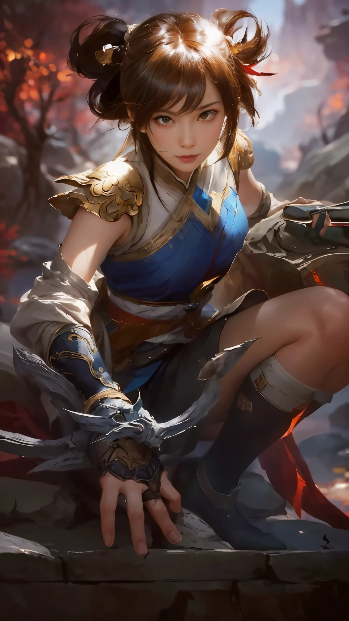 A girl sitting on a rock, extremely detailed artgerm, style artgerm, by Yang J, artgerm and ruan jia, ashe, mobile wallpaper, ruan jia and artgerm, artgerm lau, g liulian art style, orianna, style of artgerm, xianxia hero