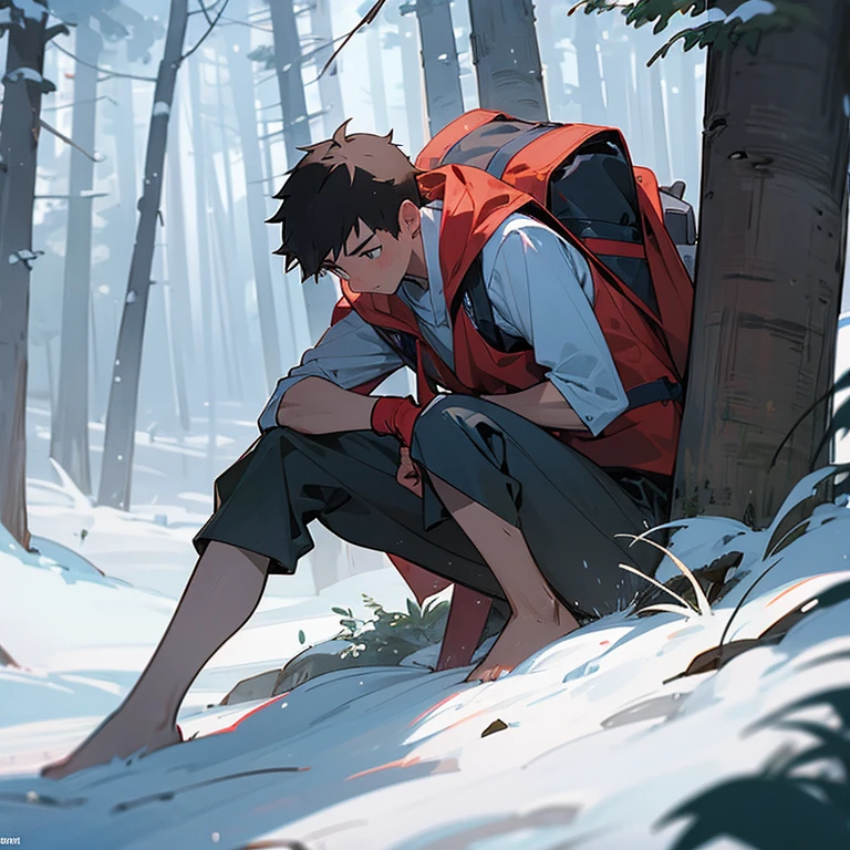 boys,sports student,Having no clothes on,Survival in the wilderness