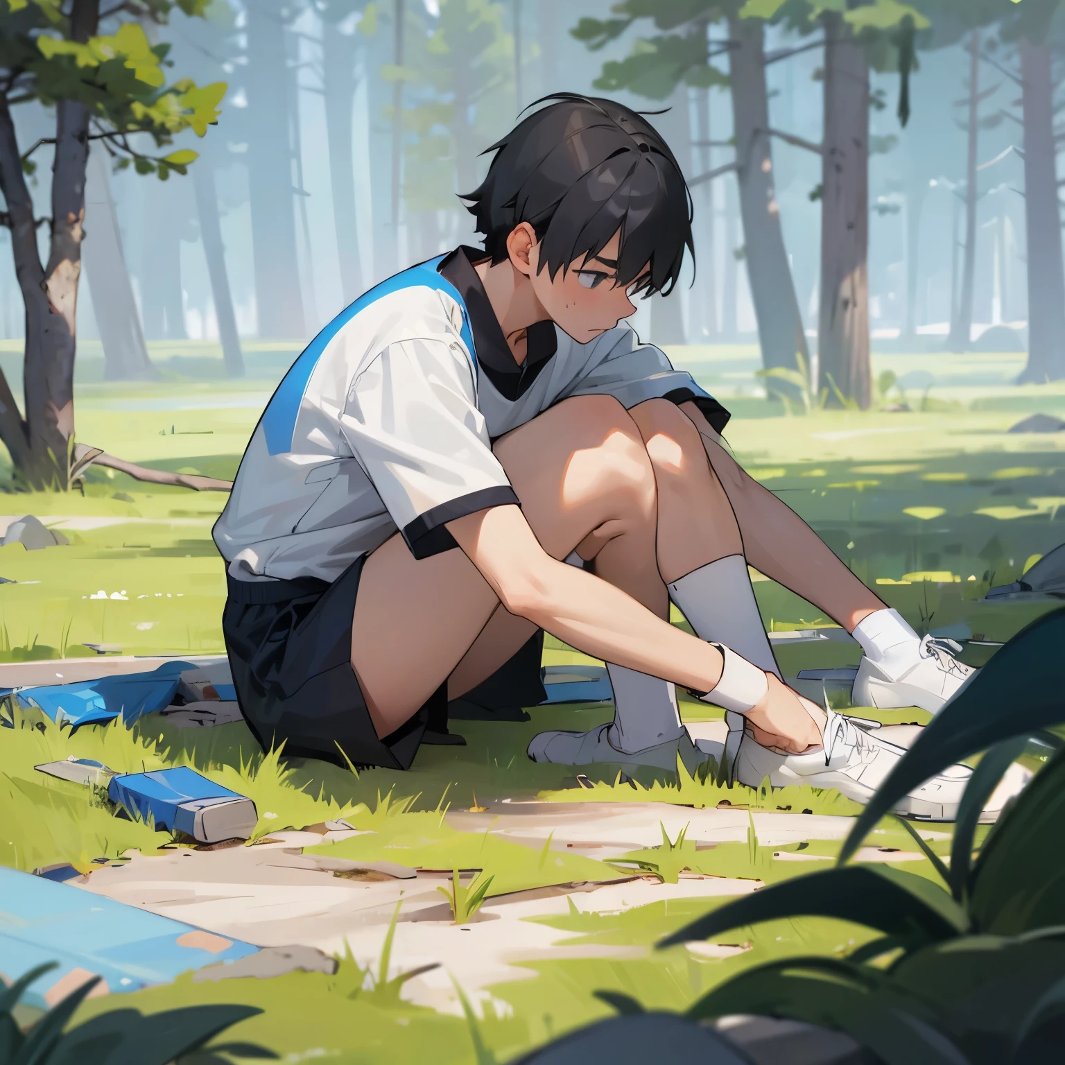 boys，sports student，white socks，Survival in the wilderness，Clean body stains