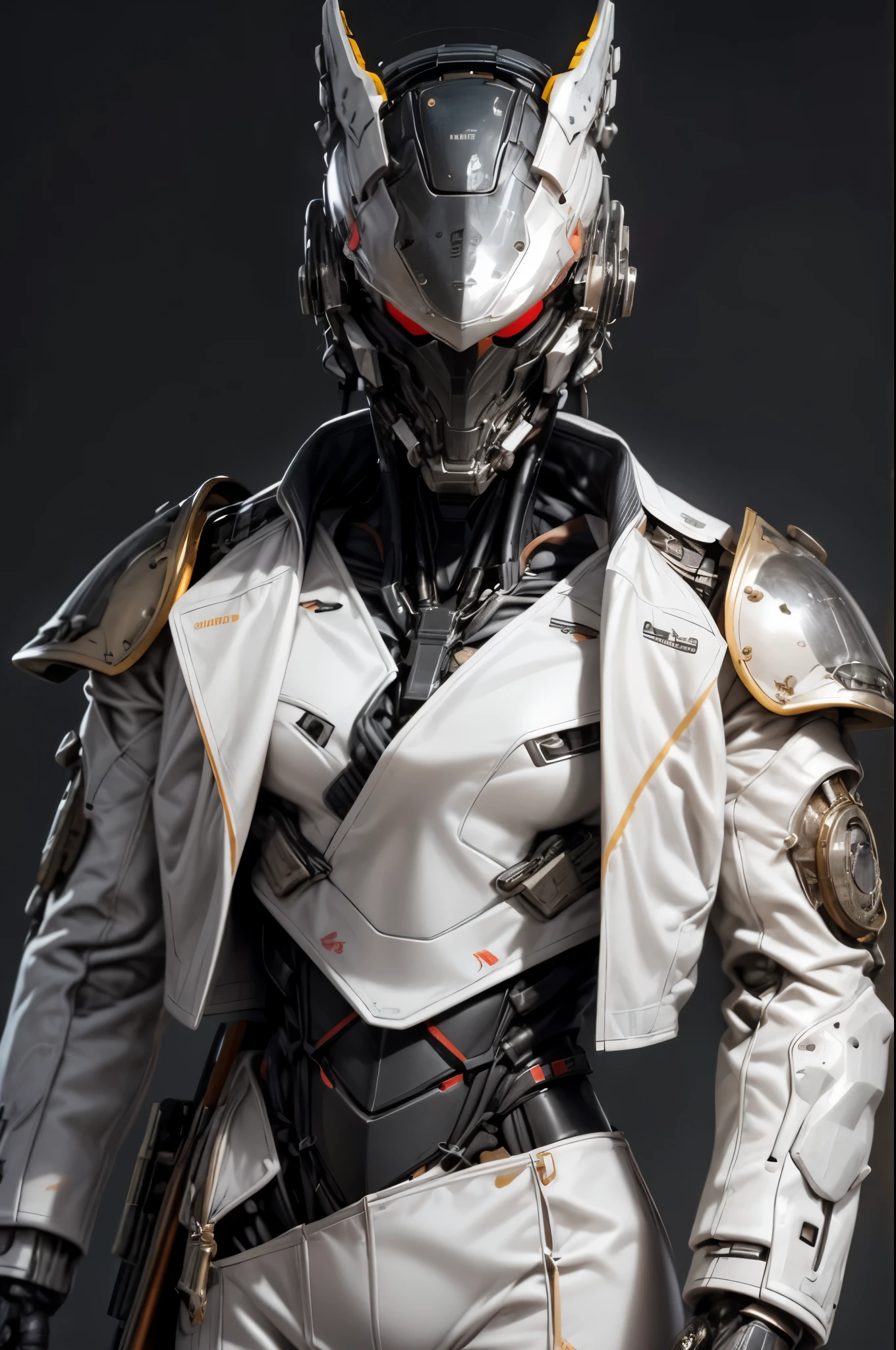 (((An epic and visually stunning digital anime masterpiece:1.5, art piece featuring an elegant masculine military mechanical ((robot)) soldier:1.7, wearing a sleek yet tactical decorated military trench coat:1.6))), (((flat masculine chest:1.6, tactical robot knight helmet:1.8, head11:1.8, mechanical full head knight helmet:1.8, optical sensors:1.8))), (((the character is clothed in a scifi tactical double breasted trench coat with a built in exoskeleton:1.6))), (((over a form fitted armor plated yet super sleek and sensually revealing under suit, waist and thighs exposed:1.6))), ((The image showcases the intricacies of the character’s armor and clothing:1.4)), ((capturing their flamboyant feminine essence and heavy mechanical art deco aesthetic:1.5)), ((The character also possesses a more feminine androgynous body build:1.6)), (((with a toned yet heavily muscled gorgeous feminine physique:1.4, a sleek waist:1.4, mesomorphic mechanical muscular torso, toned yet beautifully sleek mechanical arms and legs with thick well rounded thighs:1.6, mechanical muscles))), ((looking at viewer)), (((brass metal armor and brown leather))), ((((depth of field, cinematic lighting, chromatic aberration, ray tracing, UHD, masterpiece, top of head covered, super detail, high details, high quality, award winning, 8k, highres)))), (((dieselpunk:1.4, decopunk:1.4, artificial muscle:1.5))), (((engraved armor:1.5)))
