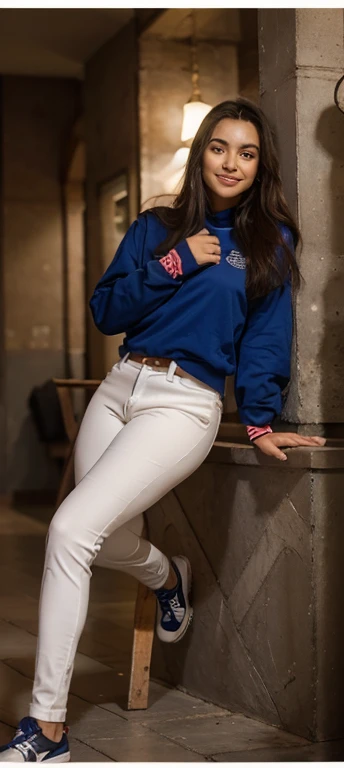 ,vistoso,(obra maestra:1,2), Mejor calidad, obra maestra, high resolution, original, fondo de pantalla extremadamente detallado, 1 chica ,Sonrisa,Solo, Pelo gris, ojos azules, original_trajes,capa roja,pantalones blancos, guantes, senos, uniforme, large senos