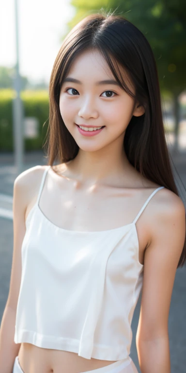 summer festival night stall, first year high school student, ((full body)), ((photo)), ((best qualtiy, 8K, tmasterpiece:1.3)), Focus:1.2, perfect figure beautiful girl:1.4, 1girl, cowboy shot, look at viewer, incredibly absurd, beautiful and cute girl with a photorealistic face, showcasing top-quality craftsmanship, A Japanese girl walking around looking at the food stalls at a summer festival on a night, 15 years old, straight hair that reaches about 10cm below her shoulders, light brown hair color, shiny hair, bangs cut straight above her eyes, hair tucked behind her ears, soft round face, large almond-shaped eyes, light brown eye color, long eyelashes, thin and neat eyebrows, small nose with a straight bridge, cherry-colored lips, bright smile, white teeth, smooth skin, fair skin, light pigmentation, freckles, average height, lithe figure, well-balanced proportions, bracelet with charms, diamond stud earrings, beautiful girl, pure, moe, cheerful, curious, friendly, polite, responsible, likes festivals and events, August