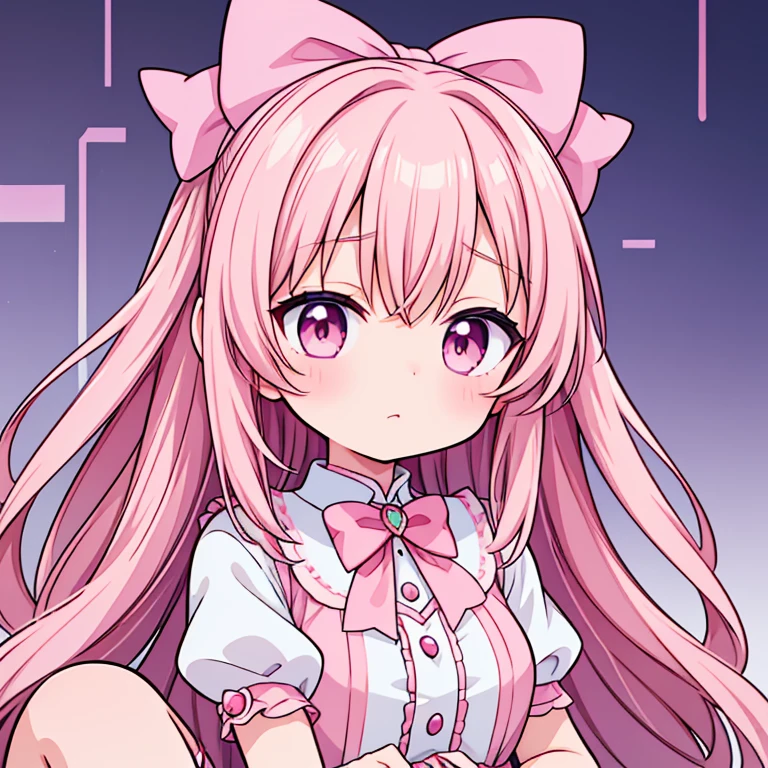 anime girl with long hair and pink bow sitting on her hand, cute anime girl, anime visual of a cute girl, cute anime face, cute anime, extremely cute anime girl face, pretty anime girl, cute natural anime face, anime style. 8k, soft anime illustration, beautiful anime girl, beautiful anime portrait, (anime girl), beautiful anime face, beautiful anime