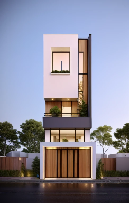 rendering of a modern residential townhouse, professional render, wide angle exterior 2023, highly detailed render, high quality rendering, realistic render, architectural render, high-quality render, detailed rendering, hyper-realistic render, hyper - realistic render, very realistic 3 d render, high render, realistic rendering, very realistic render