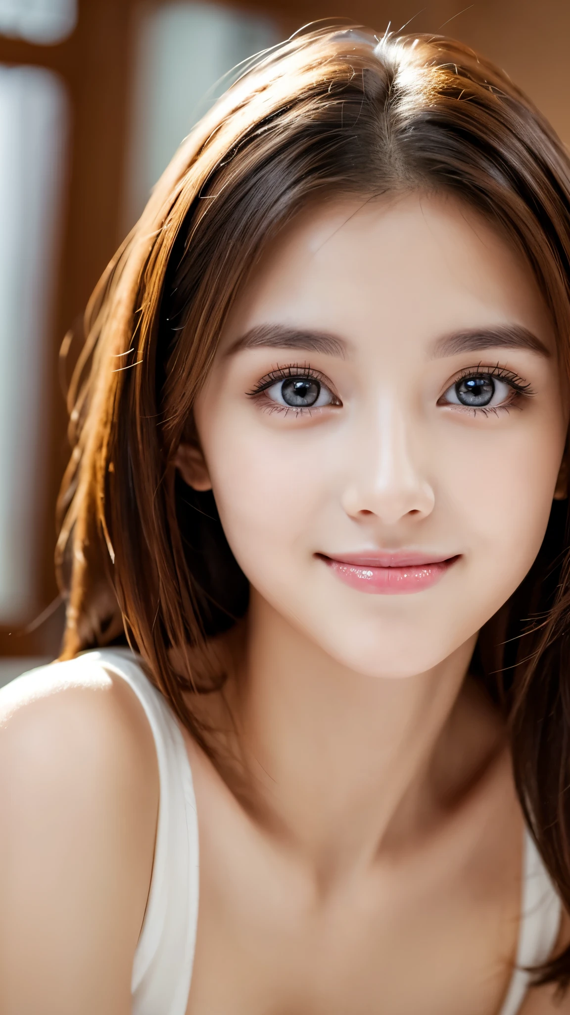 table top, highest shape, Super detailed, finely, High resolution, 8k wallpaper, beautiful and detailed eyes, winter dress, medium hair, small breasts, natural color lip, smile,、20 year old girl, midnight, beautiful and detailed face, big cleaves, random sexy pose, hot mood, perfect and beautiful face, Big eyes, RAW photo, beautiful and detailed eyes, small face, beautiful duplex, slim face and style, blur the background