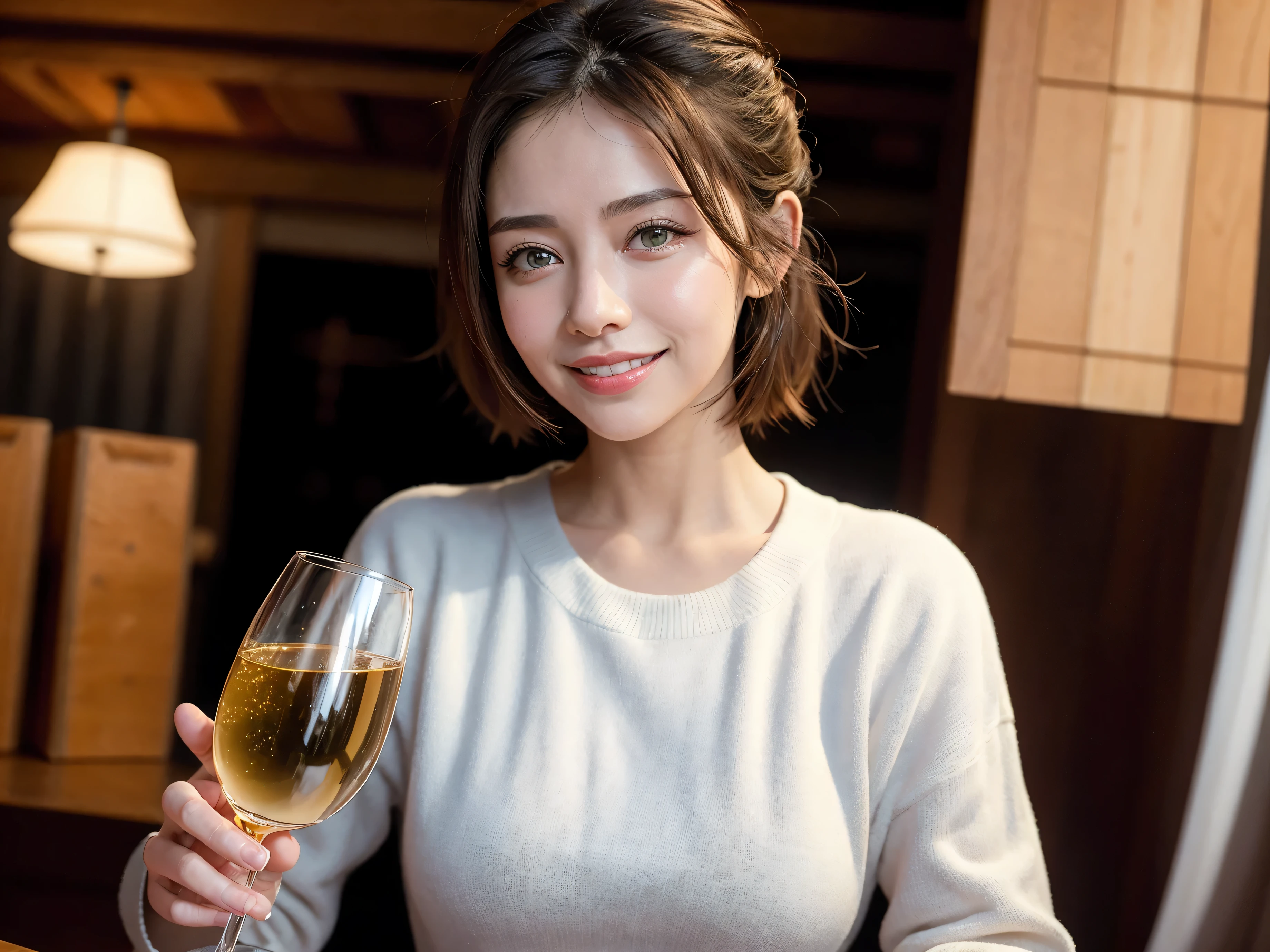 (including 64k, nffsw, highest quality, table top: 1.2), (realistic, photorealistic: 1.37), long sleeve shirt、winter fashion、Colombia、Brazilian、Japanese、Dutch、German、Portuguese、Belgian、Italian、french, (slimフェイス), (slimボティ), (brown hair), (shortcut), cheeks blush a little, (35 years old), 38 years old, alone, 窓の外には美しく緻密なnight景が広がります., restaurant, wine glassが座っている, nightに, in a prominent place (from the Upper body) nova frog style, actress, model, Upper body, White wine, slim, wine glass, Super Clean night View, wine glass Put in the Middle, Happy smile, (smile: 1.15), beautiful and detailed eyes, Upper body, bust japan up, night, short, short, actress, model, Upper body, White wine, slim, wine glass, Super Clean night View, wine glass Put in the Middle, Happy smile,