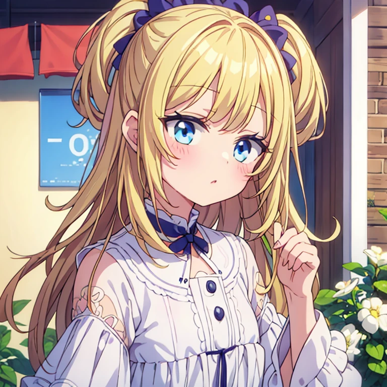 Make a cute girl 19 old year with blonde hair