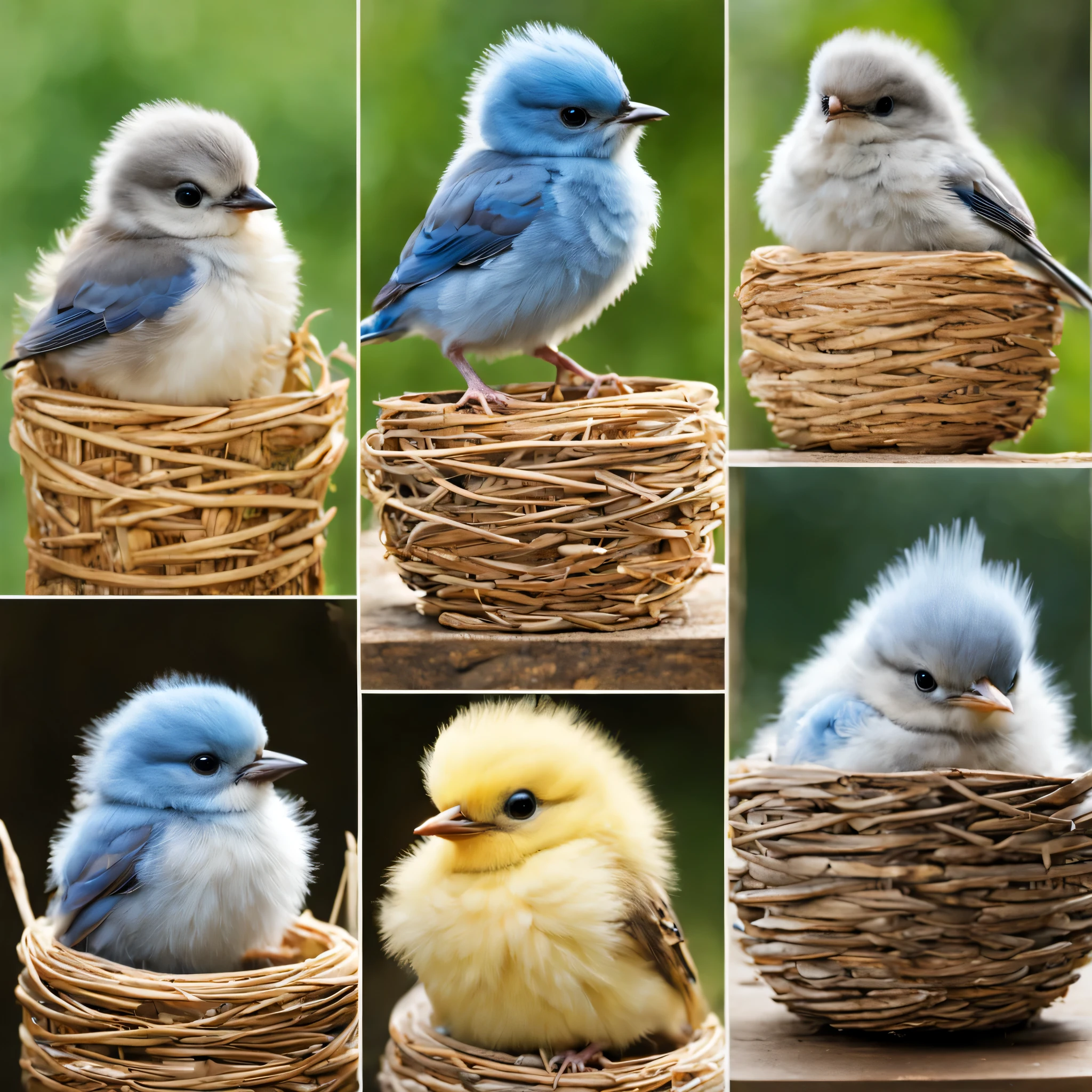 A baby bird pokes its head out of its nest box and begs for food..,pot-shaped birdhouse:woven basket,Piyopiyo,mother bird is back,Little blue bird:cute,cute,Beautiful feathers:shiny,baby bird wrapped in feathers,happiness,I&#39;I&#39;m doing well today,Eat a lot and grow big