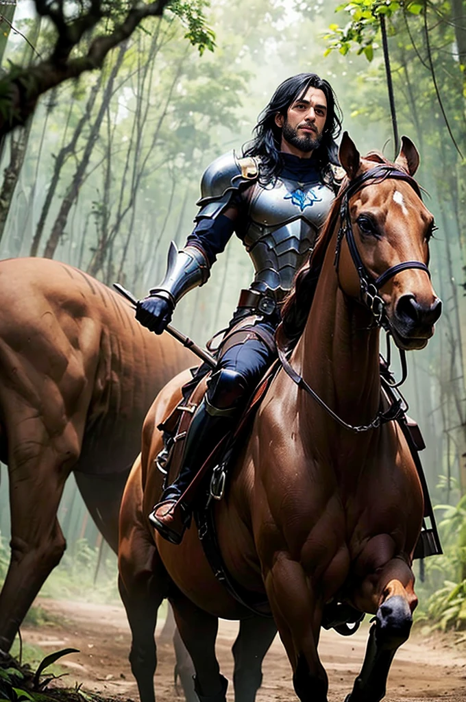 super realistik man warrior long black hair, thin beard, muscle big body. with white java armor hold great spear. riding big tiger, intricate detailes, hightquality, (High class:1.4), super realistic 8K, face perfect, Perfect, clean, masterpiece, Professional artwork, //Background (at dusty road in tropical forest), (super detailed background, detail background: 1.3), bokeh, depth of field,