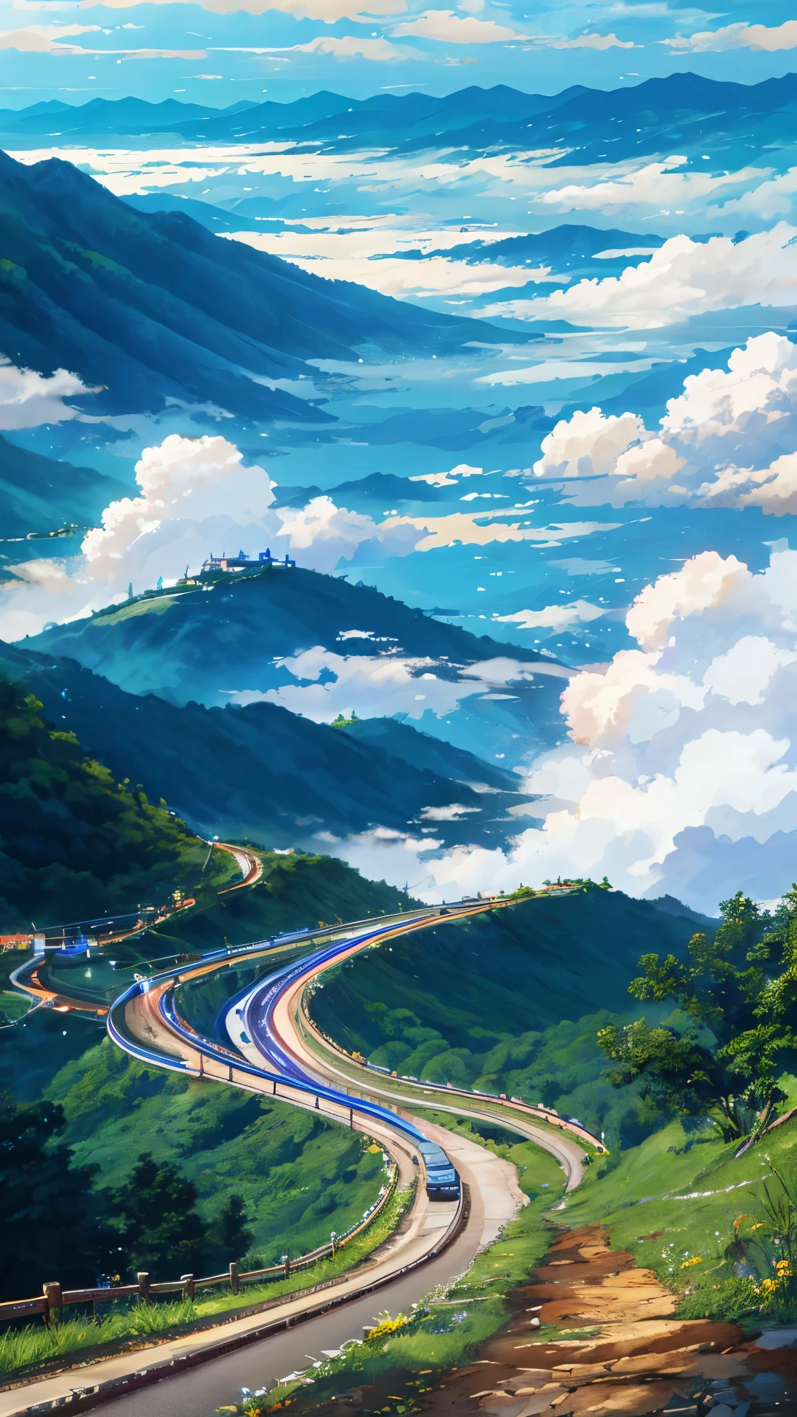 clouds,The road down the mountain,straight,Duan,pathway, starrysky,during night, Moonshine fragrance