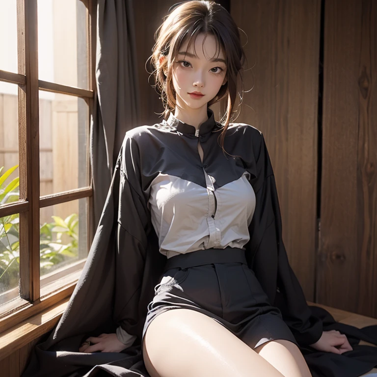 1girl in, Solo, Underwear, Panties, Standing, pantypull, Undressing, clothes pull,Female School Uniform, (​masterpiece:1.4、top-quality))、(photographrealistic:1.4)、profetional lighting、physically-based renderingt、Very cute、extremely detailed eye and face、Eyes in Beautiful Details、(beautiful japanese female:1.05), (NSFW:1.5), ((Best Quality, 8K, masutepiece: 1.3)), Photorealistic, Sharp Focus, High quality, High Definition, Portrait, Solo, Japan, beautiful mature lady, Middle Aged Woman, 
pussy sandwich1.5 ,Beauty, (Naked:1.5), 40 years old, Plump, Wavy Hair, , wrinkles, slightly droopy:1.2,Full body , Cowboy Shot,Natural light:1.0