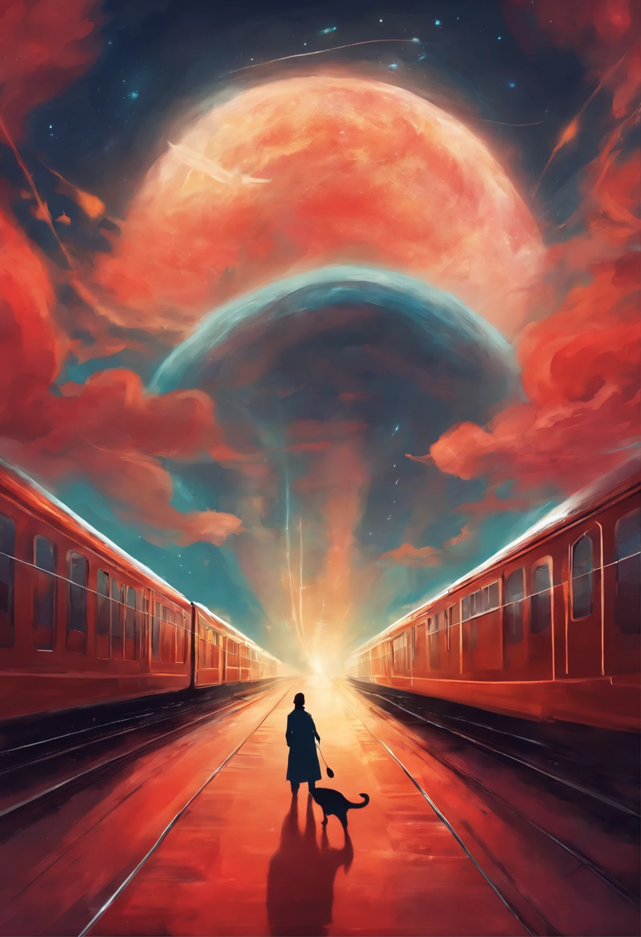 Floor conductor, Train going into the sky with a red cat conductor