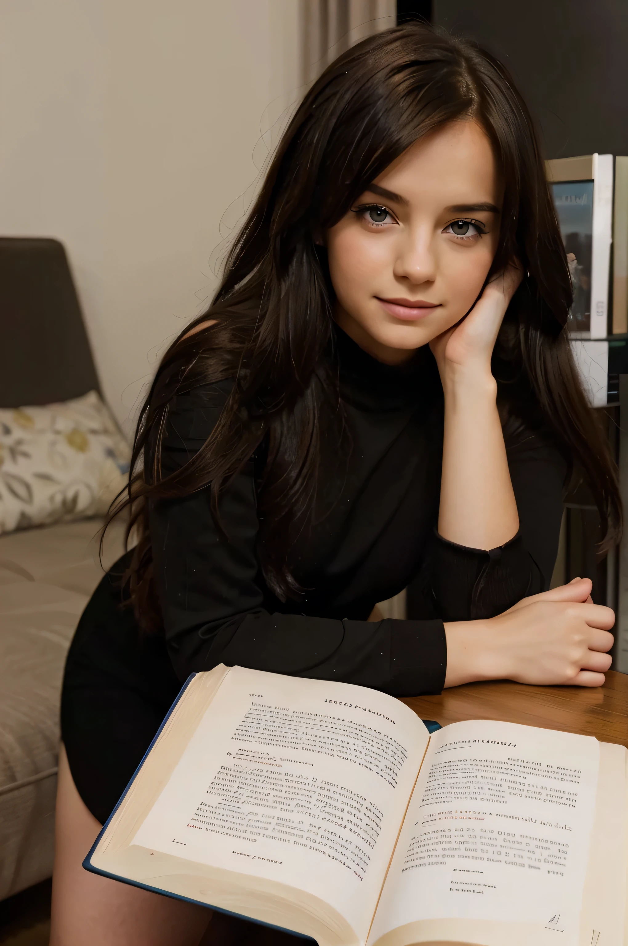 Ein Lehrbuch lesen, Beautiful girl  