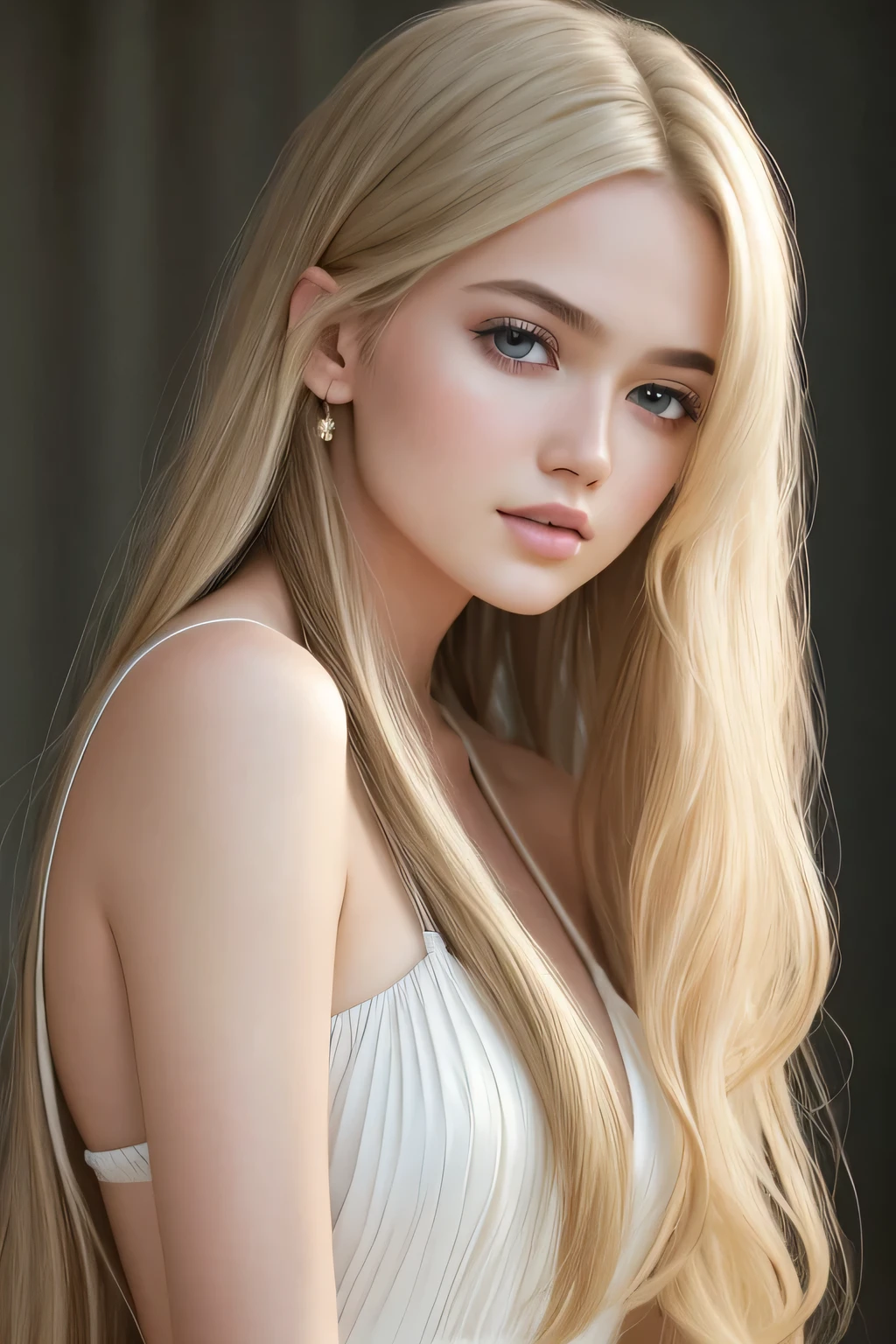 23歳のblonde女性, ((Small breasts)), ((hyper realism)) ,. Blonde hair with light brown roots. blonde, hair with brown roots, extra long hair, very long hair, really long hair, beautiful, Front view,