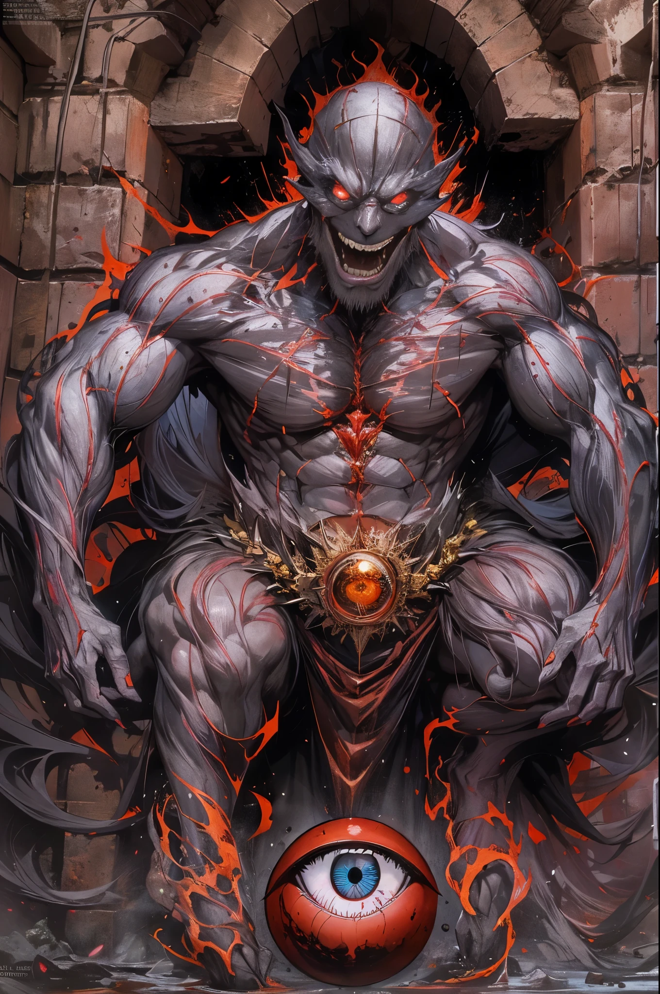 seth (/tas/), (absurdres, highres, ultra detailed) (masterpiece, best quality, detailed:1.2) detailed full body, 8K, big muscle (pecs, triceps, traps) unusually developed muscular body, body full of huge muscles. showing off muscles, pectorales enormes. Exaggeratedly huge muscles. Gigachad Muscular, Animal paws, crossed arms. The claws are sharp, Sharp teeth, No clothes,